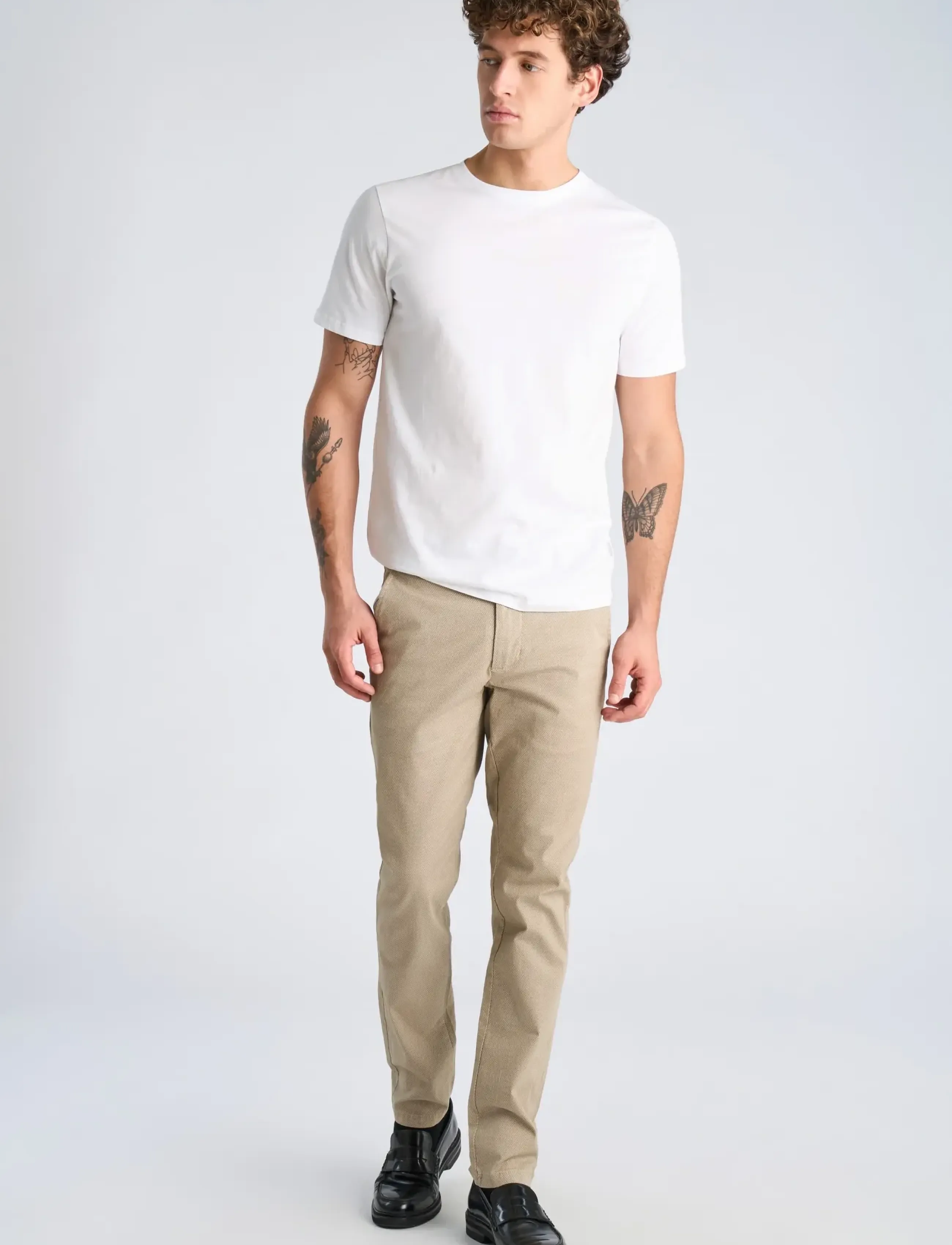 Lindbergh AOP superflex chino pants - Kleidung - CREAM WHITE / beige