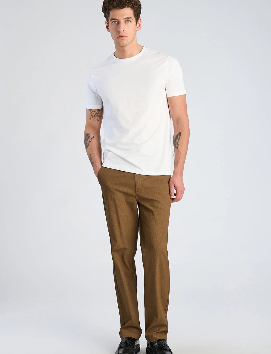 Lindbergh - AOP superflex chino pants - freizeithosen - deep brown - 0