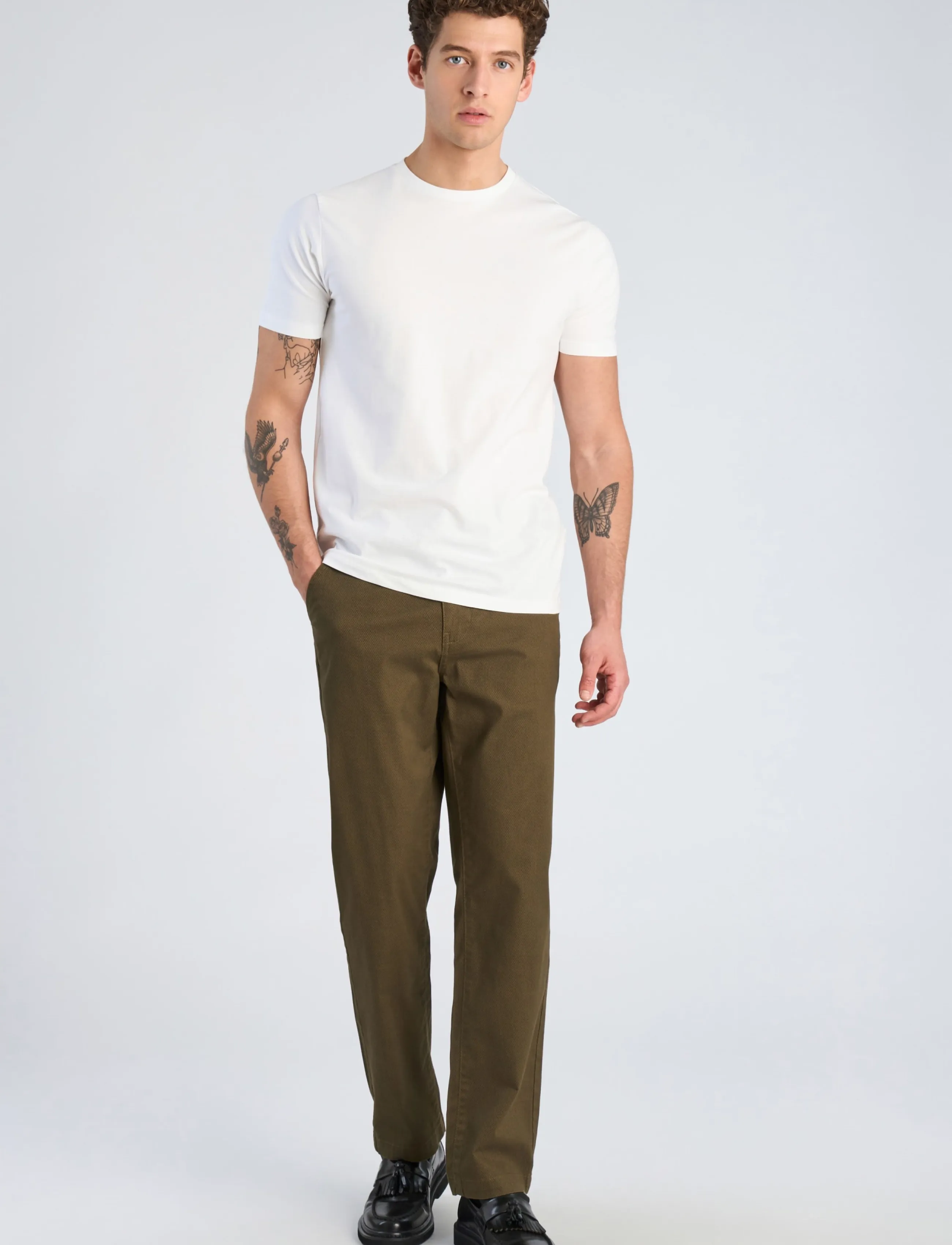 Lindbergh AOP superflex chino pants - Lindbergh - DK OLIVE / khaki/green