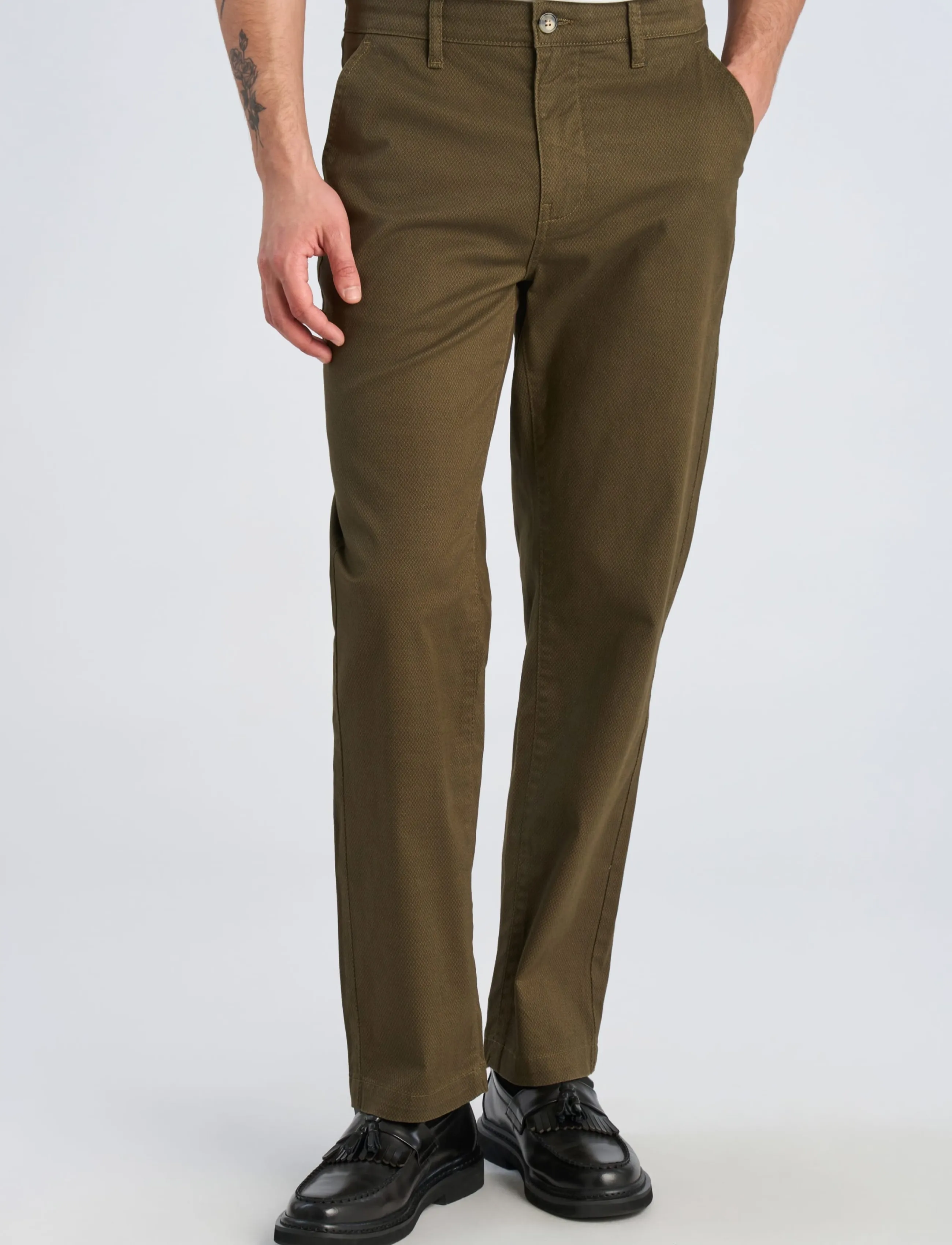 Lindbergh - AOP superflex chino pants - freizeithosen - dk olive - 3