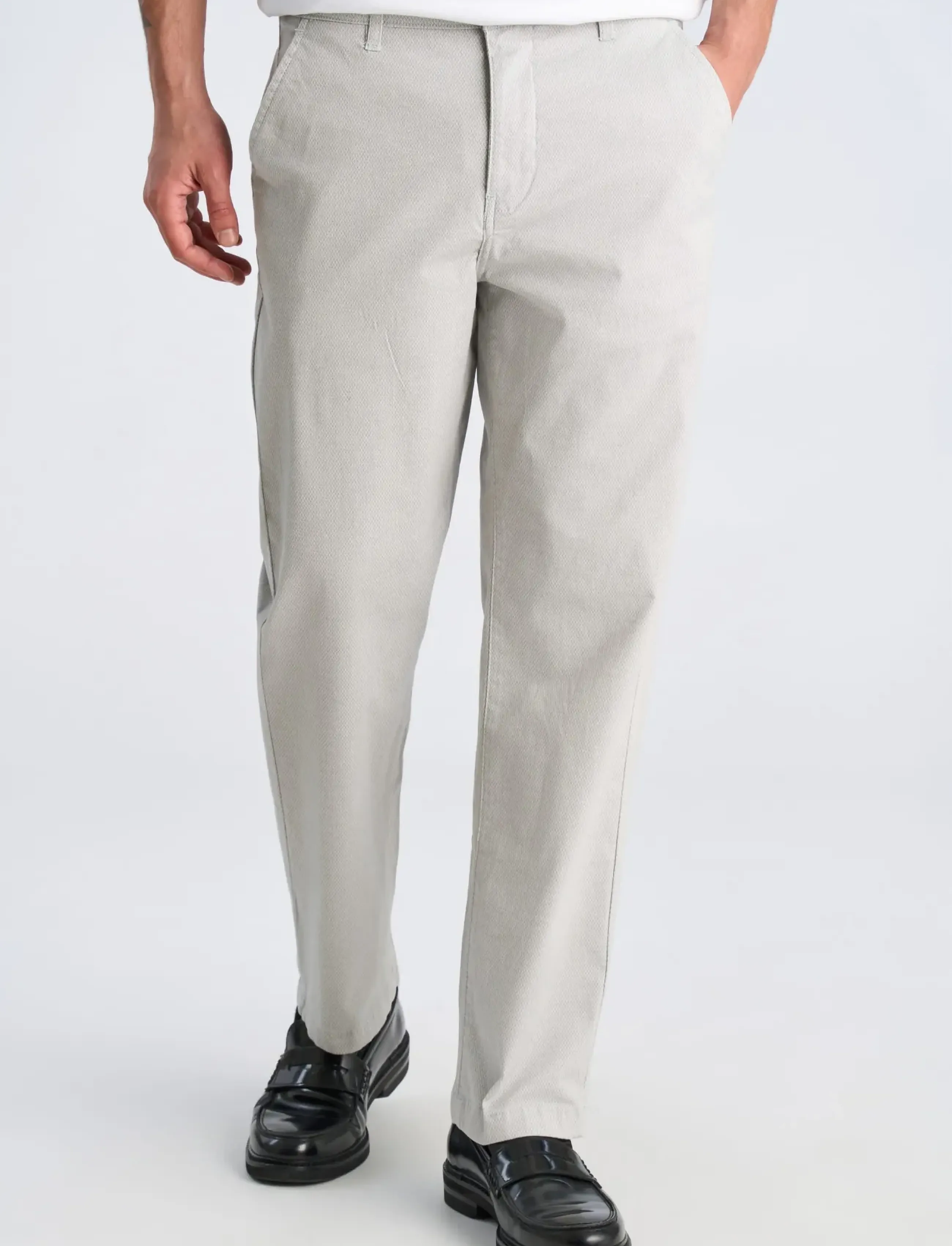 Lindbergh - AOP superflex chino pants - casual trousers - white - 3