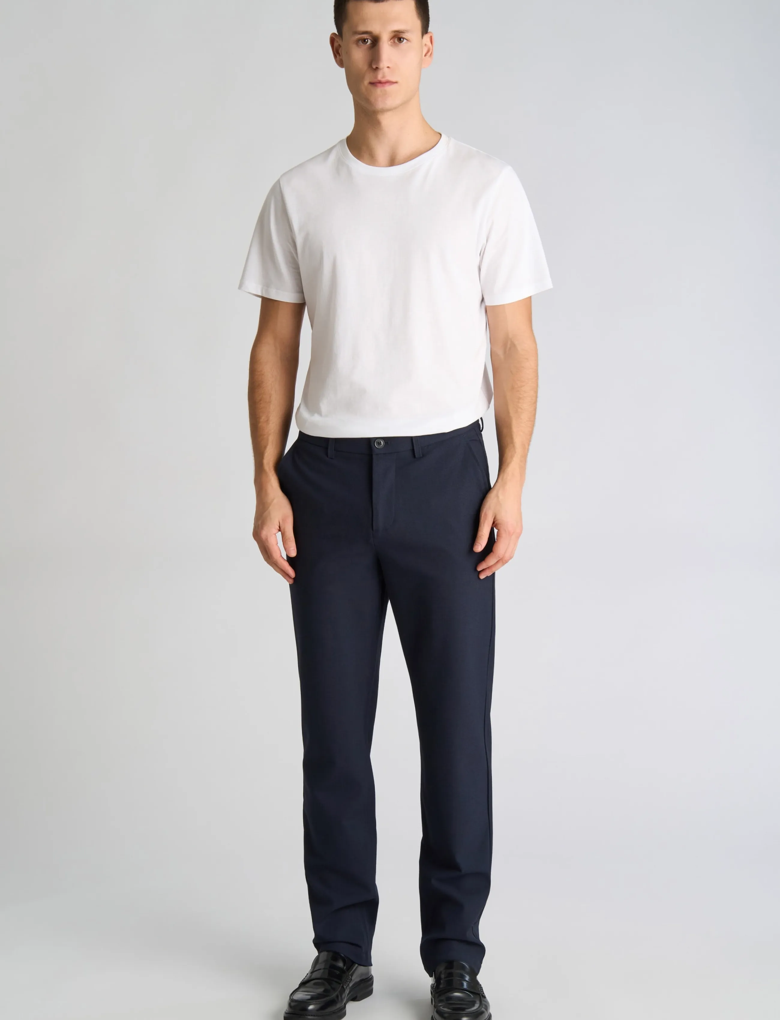 Lindbergh Superflex formal chino pants - Lindbergh - DK BLUE MEL / navy