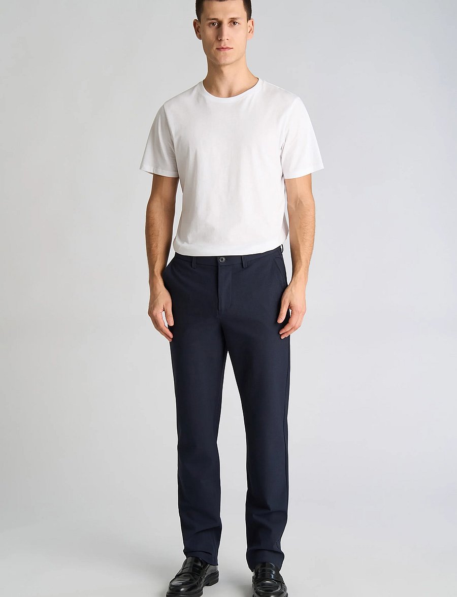 Lindbergh - Superflex formal chino pants - Ülikonnapüksid - dk blue mel - 0