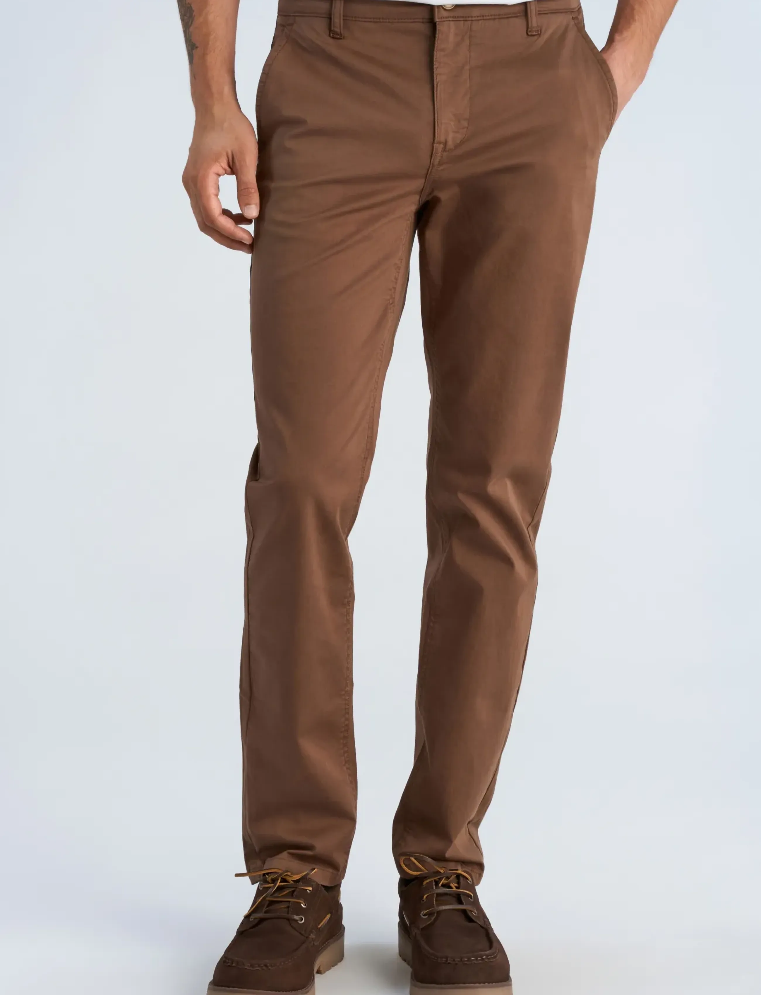 Lindbergh - Superflex cashmere touch chino pants - byxor & jeans - dk brown - 3