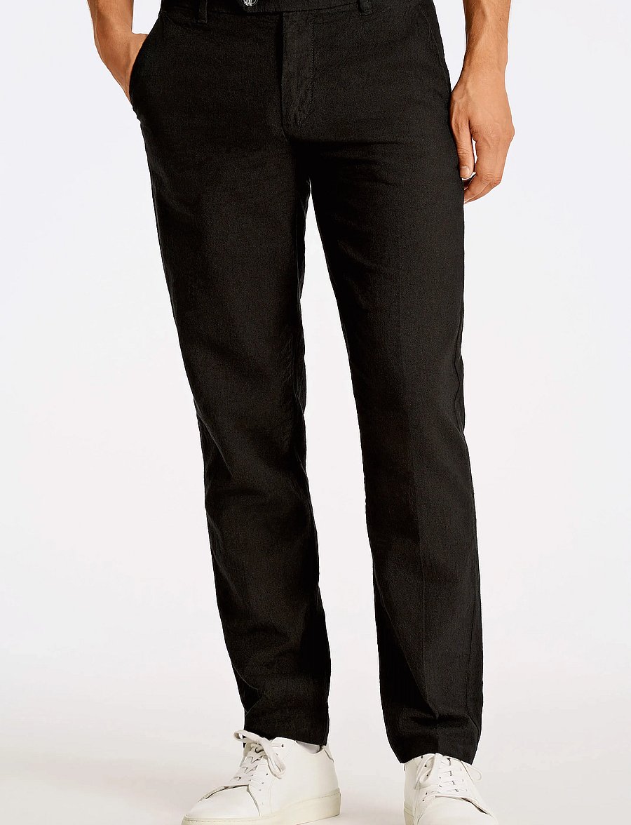 Lindbergh - Linen club pants - linnebyxor - black - 0