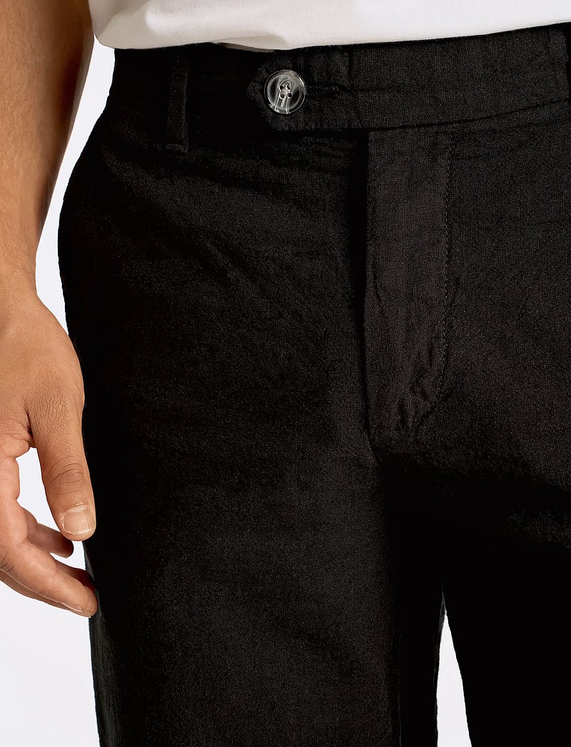 Lindbergh - Linen club pants - jakkesætbukser i hør - black - 5