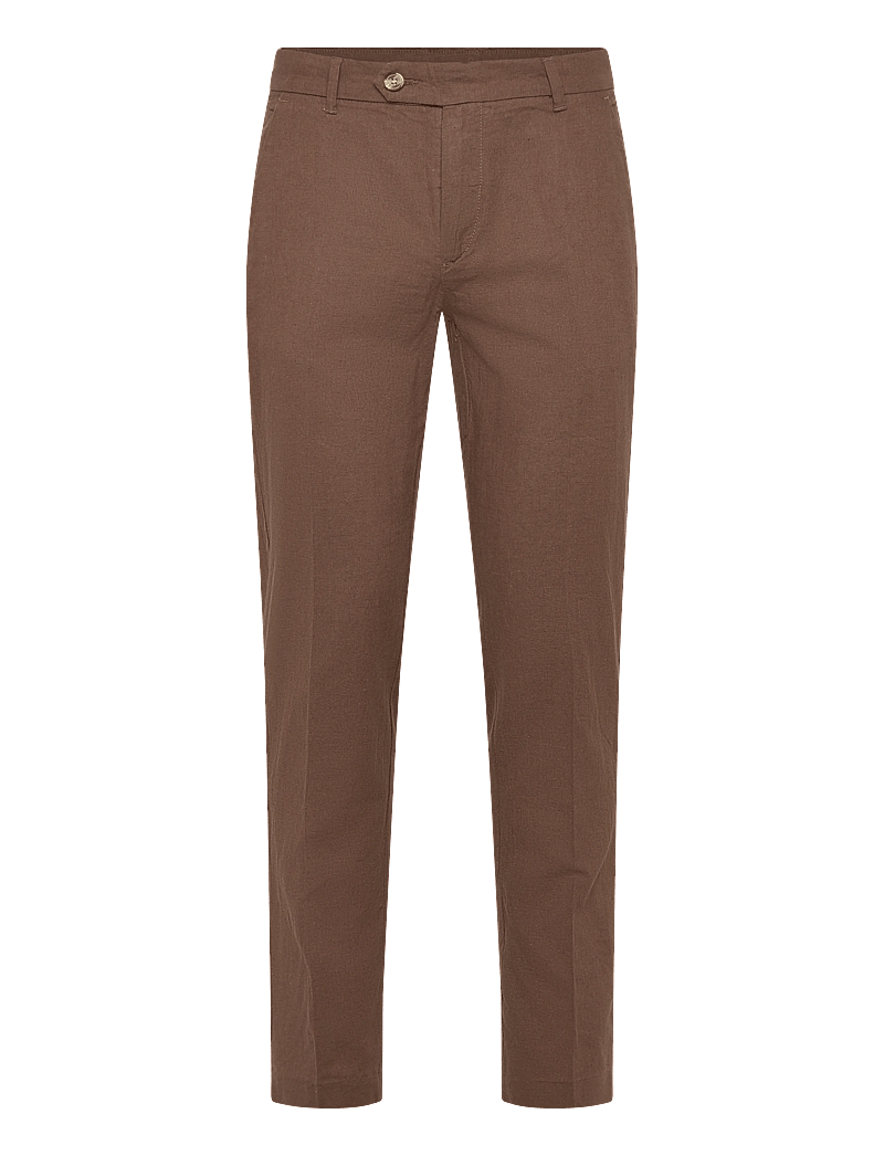 Lindbergh - Linen club pants - jakkesætbukser i hør - brown - 0