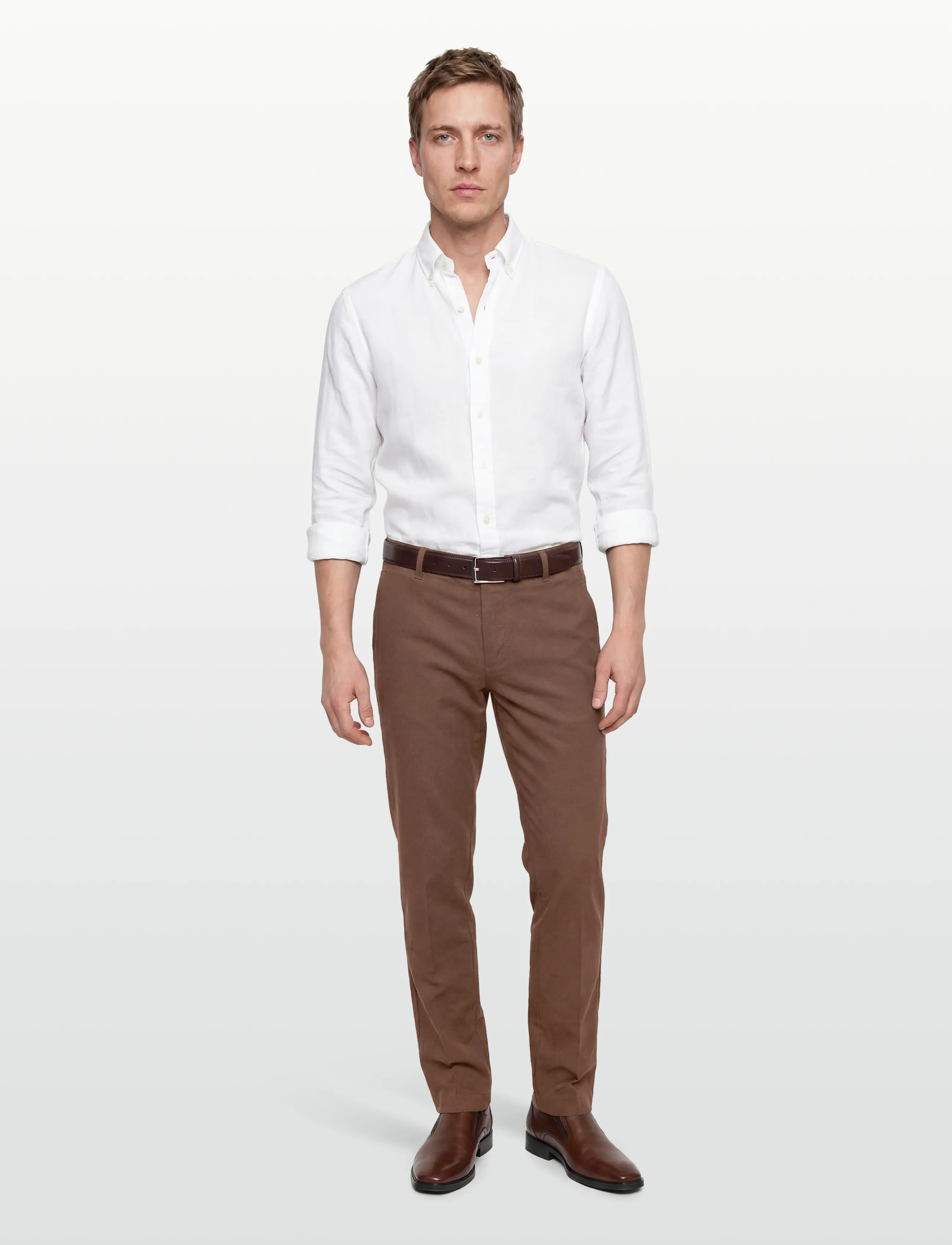 Lindbergh Linen club pants - Linnebyxor - BROWN / brown