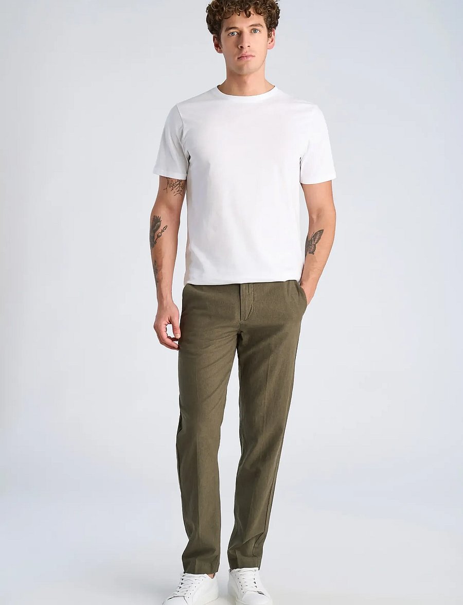 Lindbergh - Linen club pants - linnebyxor - dk army - 0