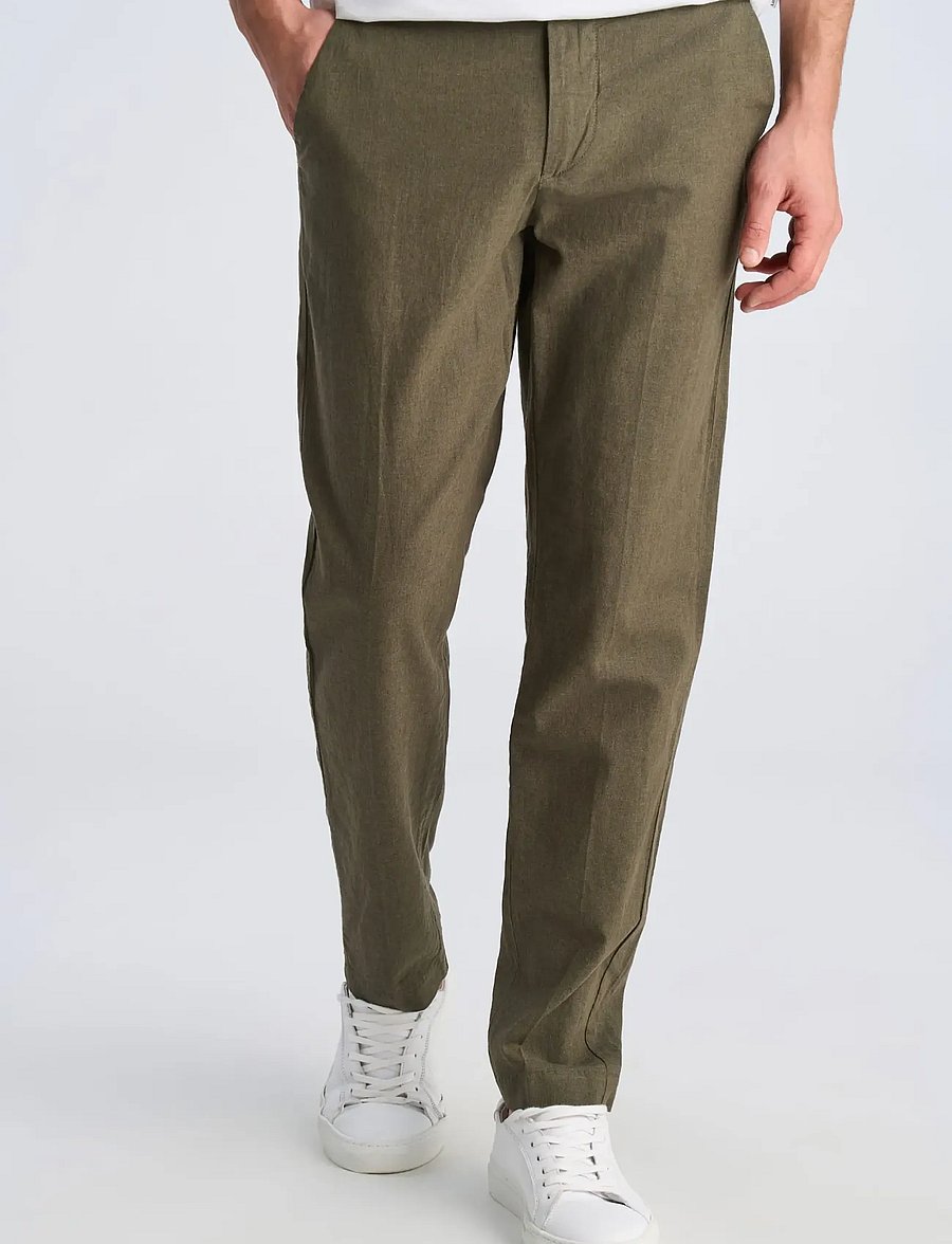 Lindbergh - Linen club pants - linnebyxor - dk army - 3