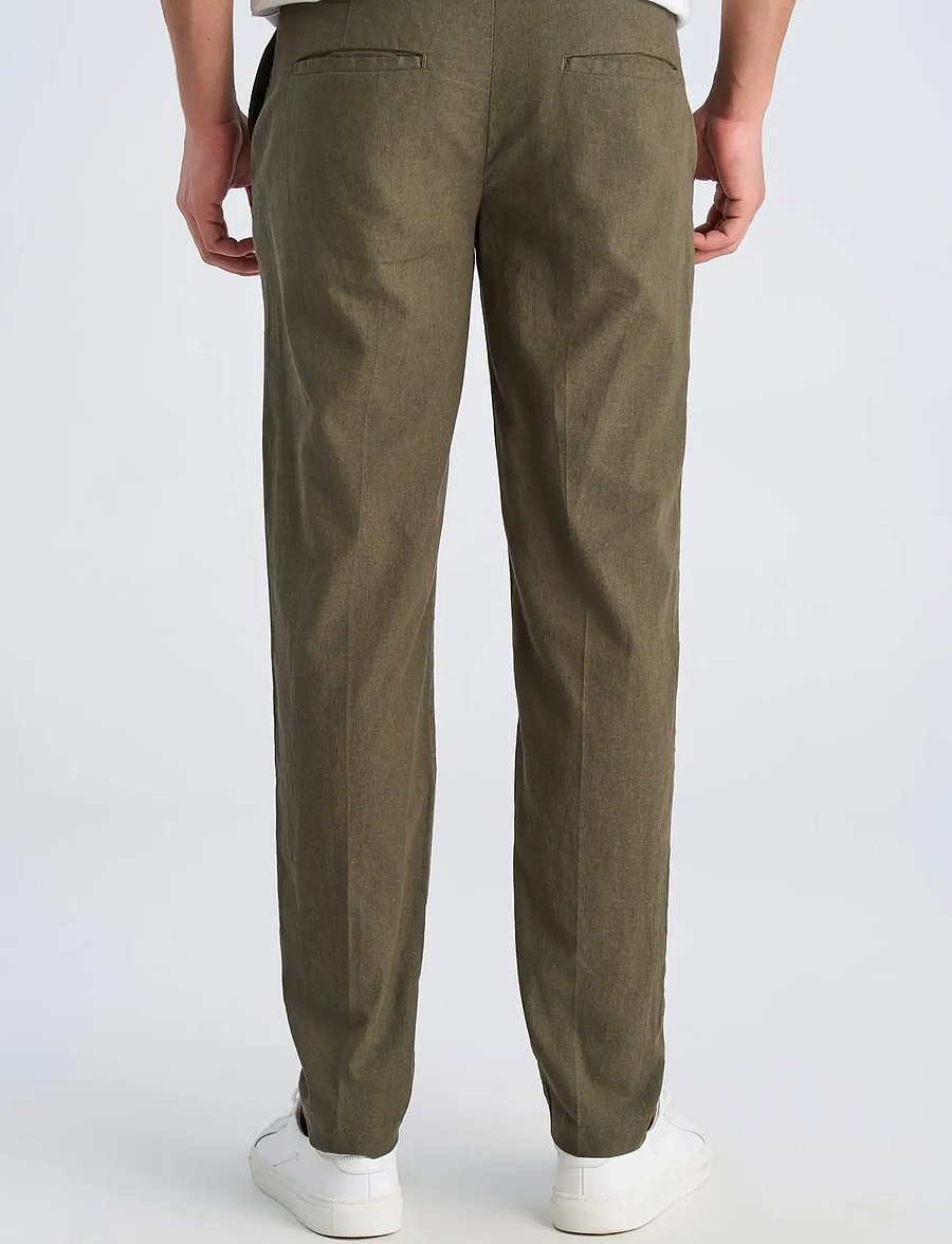 Lindbergh - Linen club pants - linnebyxor - dk army - 4