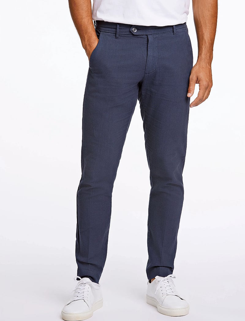 Lindbergh - Linen club pants - linen suit trousers - dk blue - 0