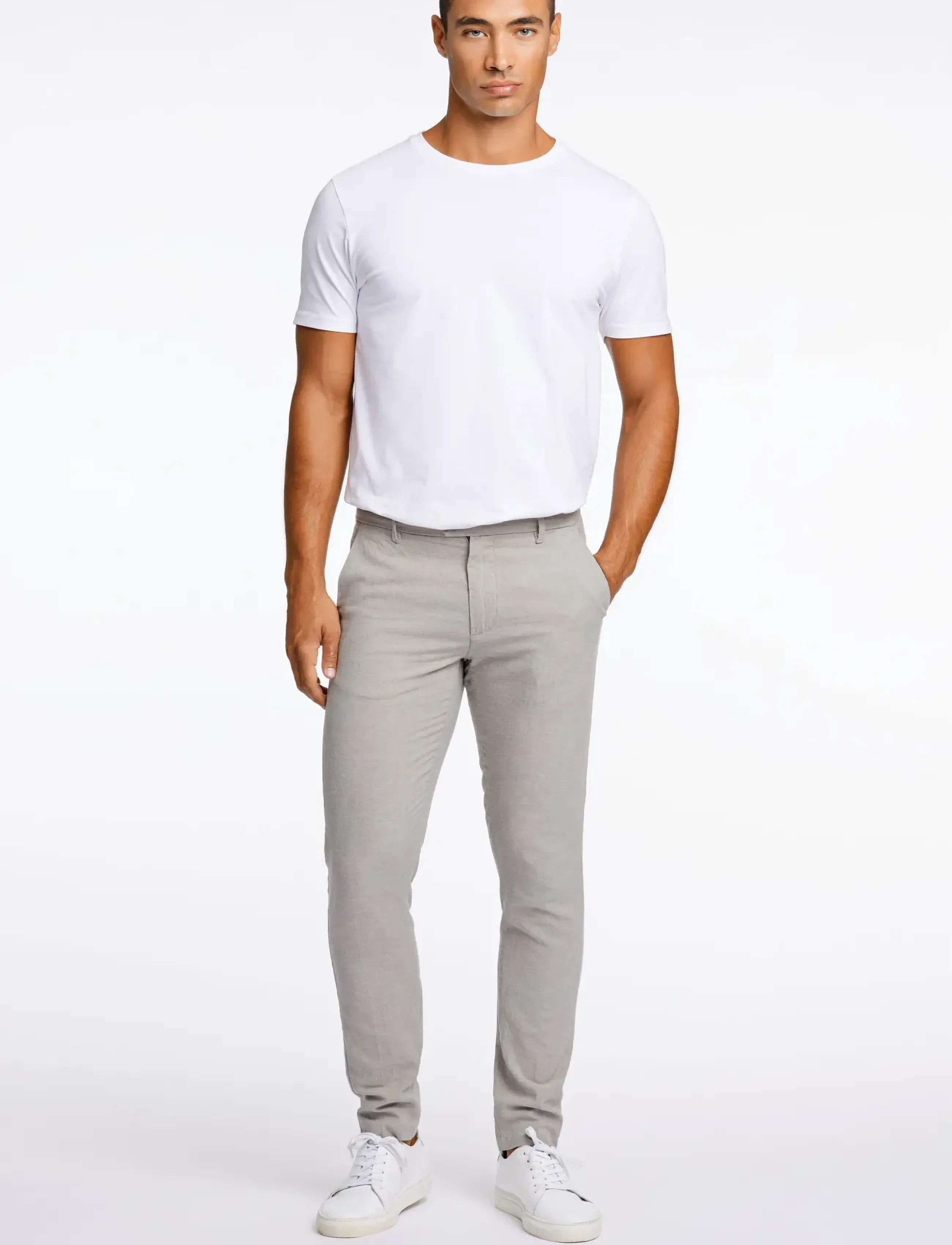 Lindbergh Linen club pants - Bukser - GREY / grey