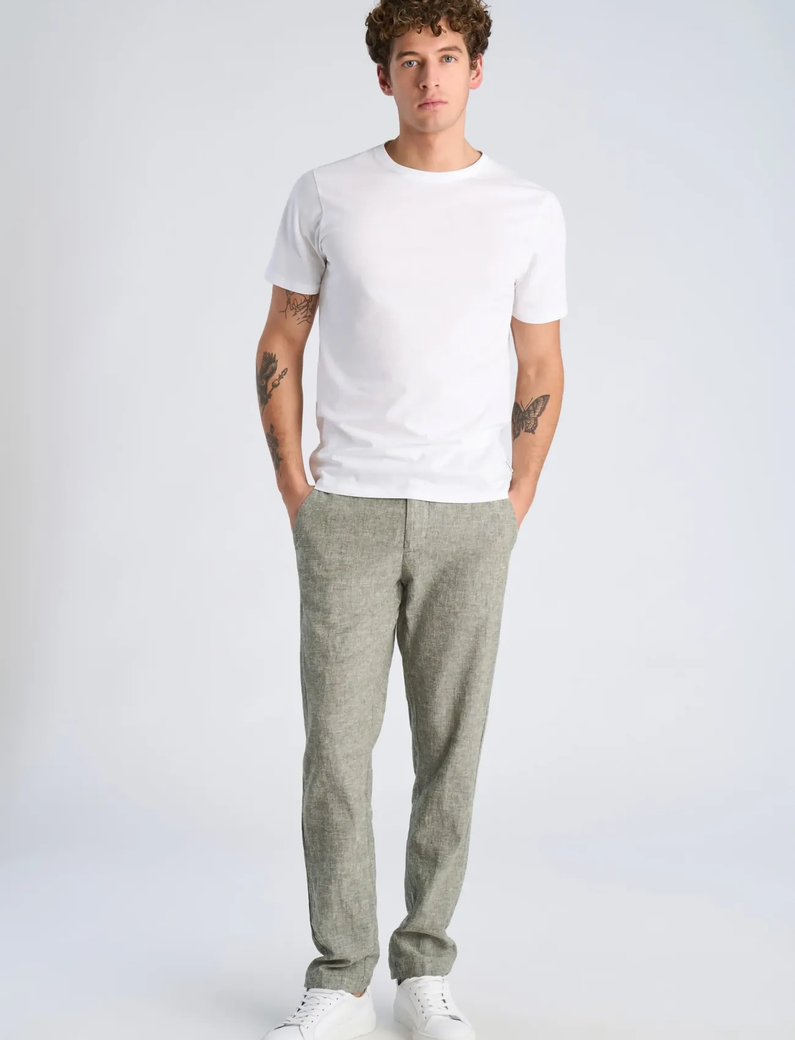Lindbergh Linen club pants - Bukser - LT ARMY / khaki/green