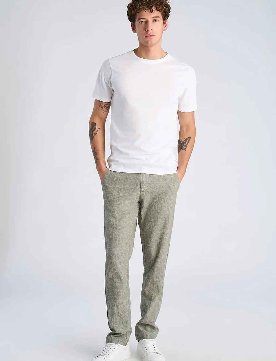Lindbergh - Linen club pants - linnebyxor - lt army - 0