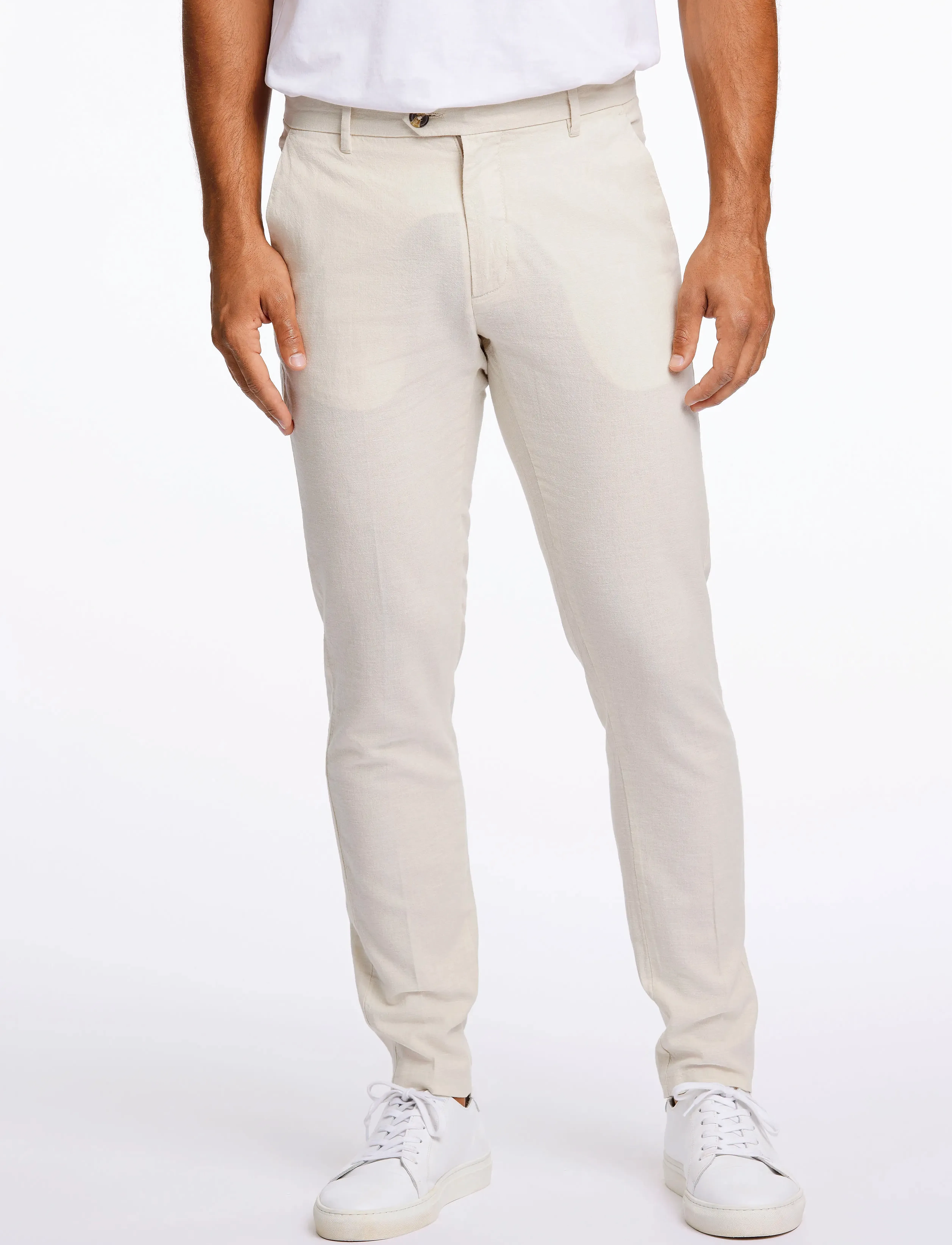 Lindbergh Linen Club Pants, L, Trousers, Creme - Formal, Männerswear