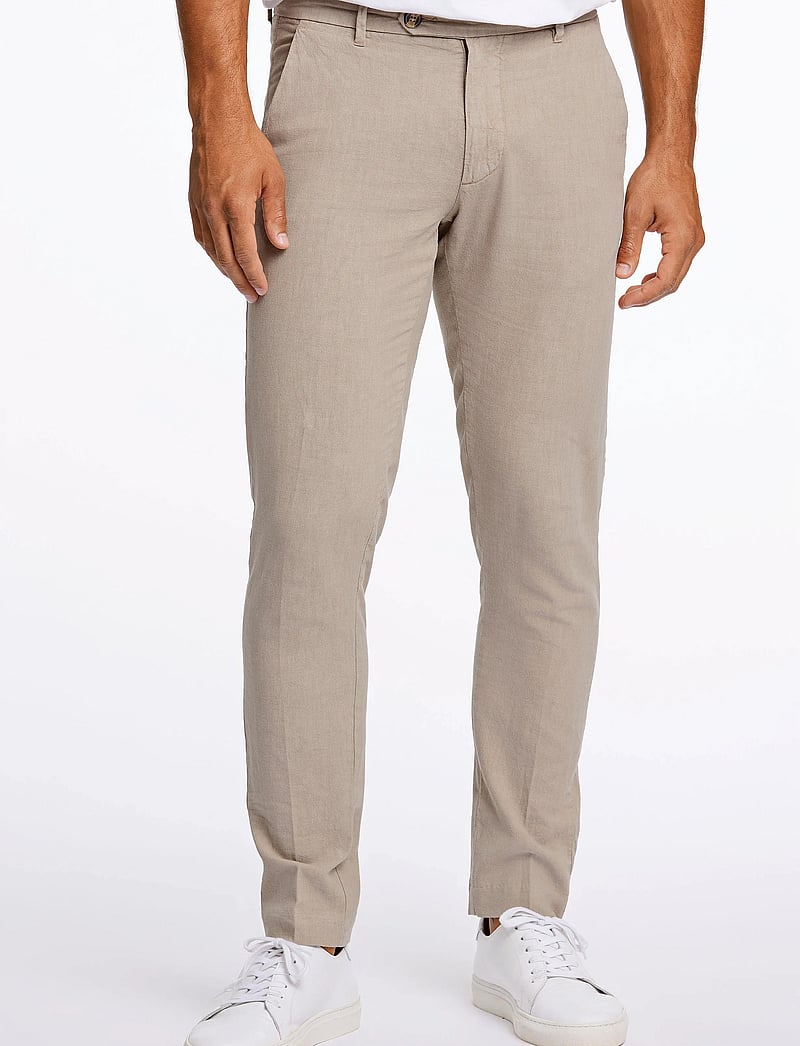 Lindbergh - Linen club pants - jakkesætbukser i hør - sand - 0
