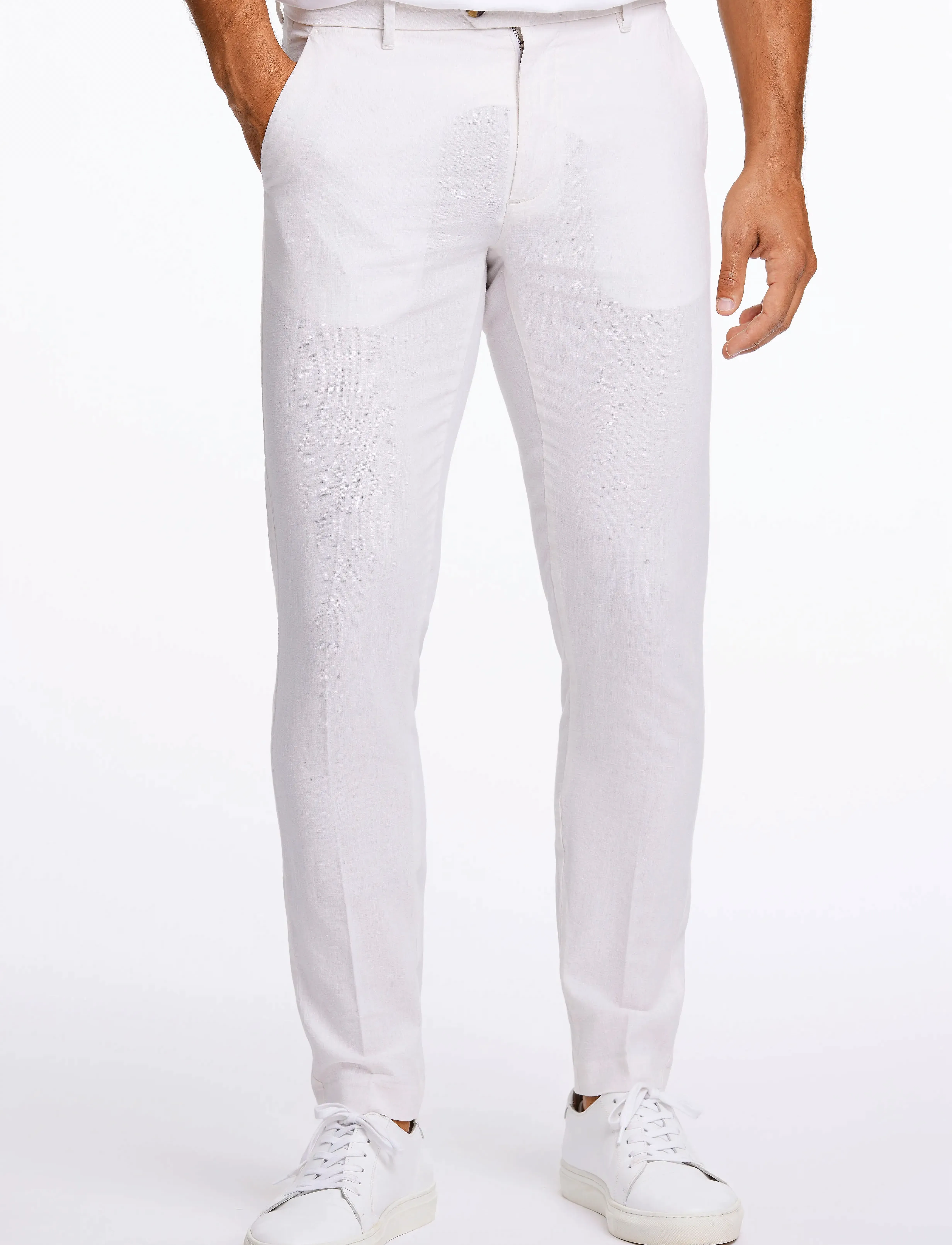 Lindbergh Linen Club Pants, S, White, Bukser > Formelle Bukser, Herre