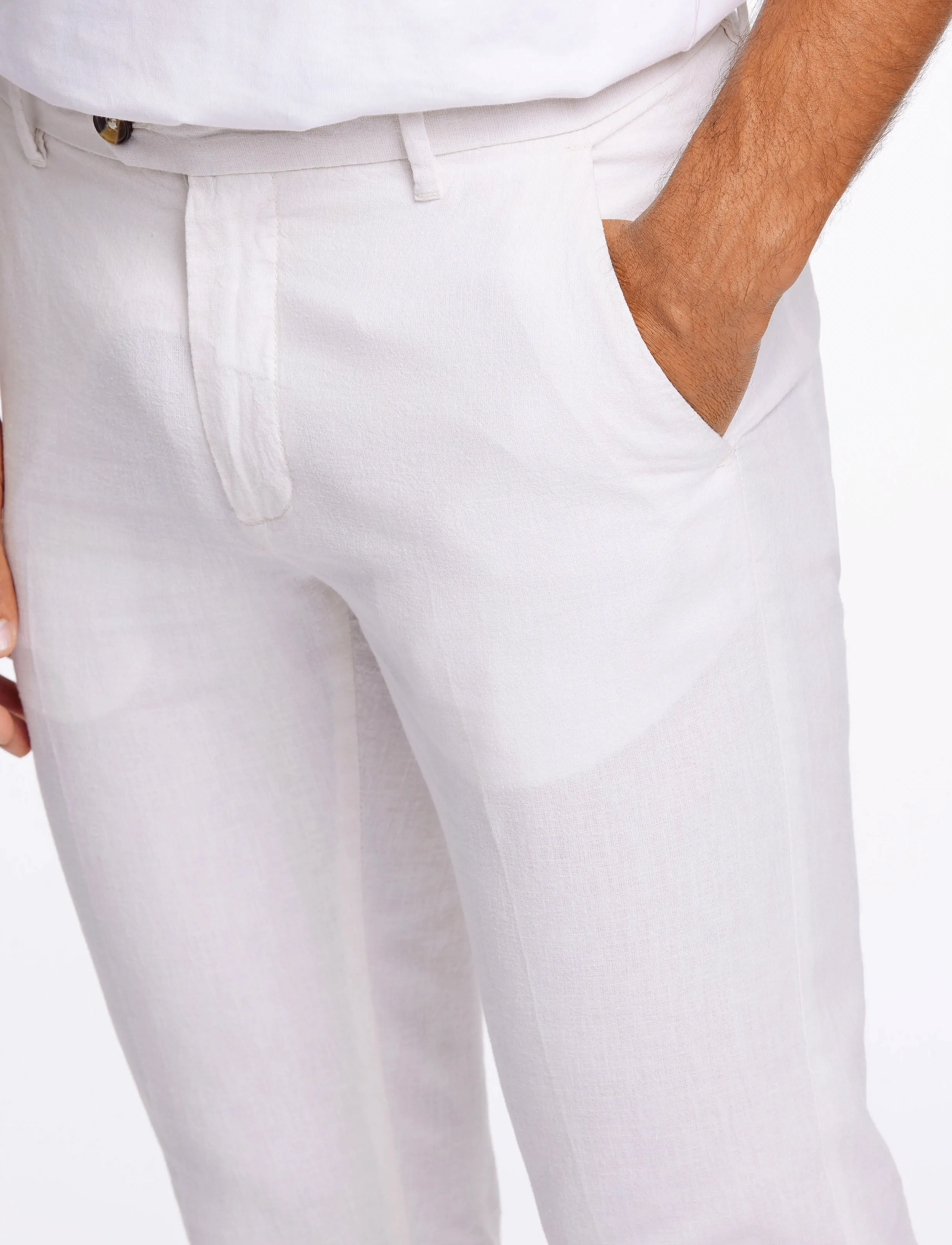 Lindbergh - Linen club pants - leinenanzughosen - white - 5