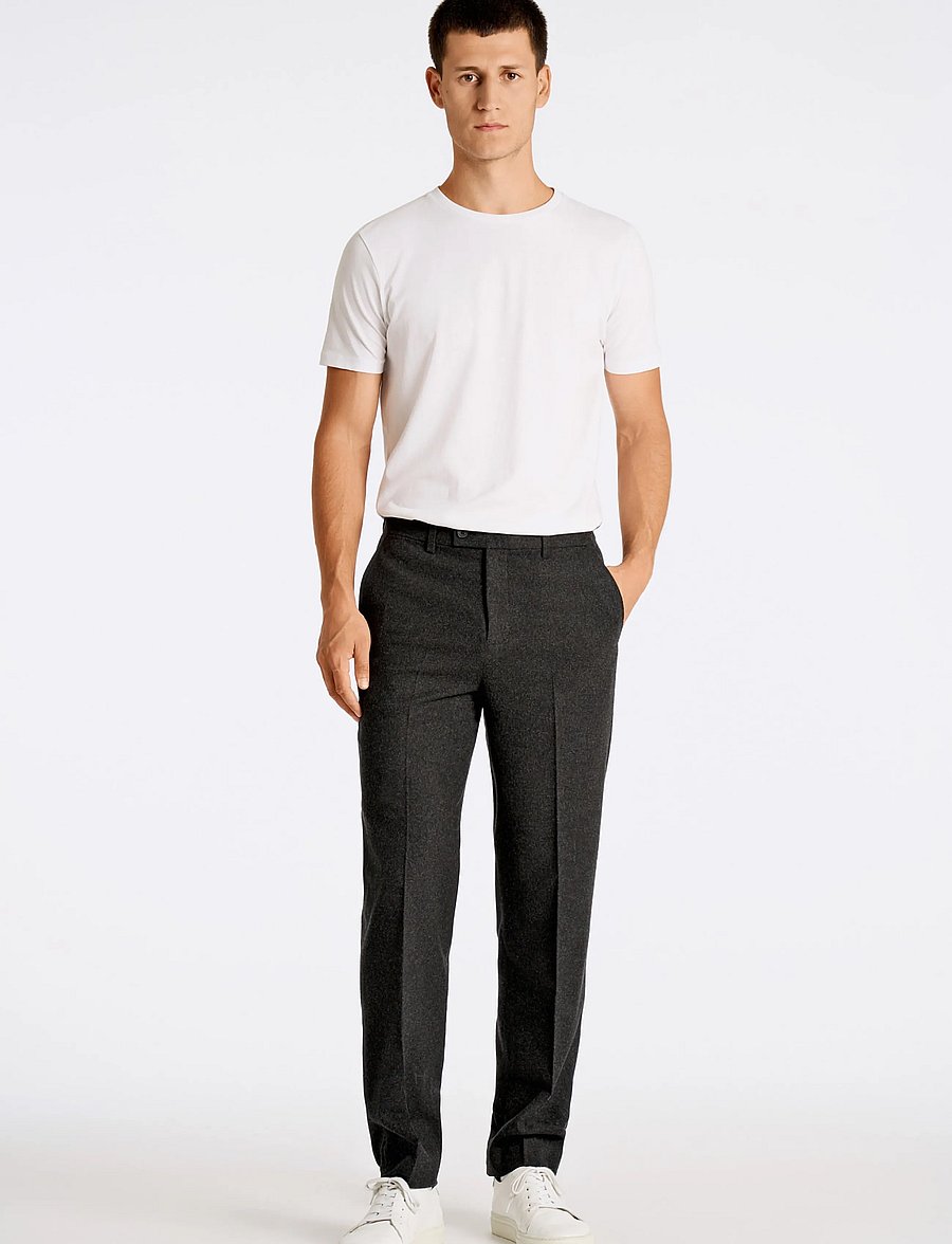 Lindbergh - Flannel wool blend formal pant - habitbukser - black mel - 0