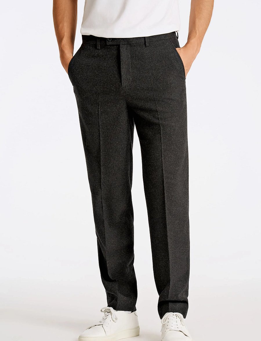 Lindbergh - Flannel wool blend formal pant - habitbukser - black mel - 3