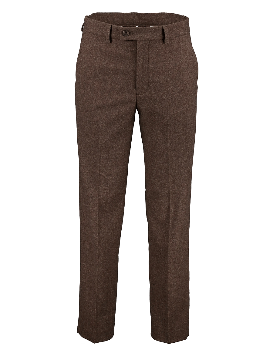 Lindbergh - Flannel wool blend formal pant - habitbukser - brown mel - 0