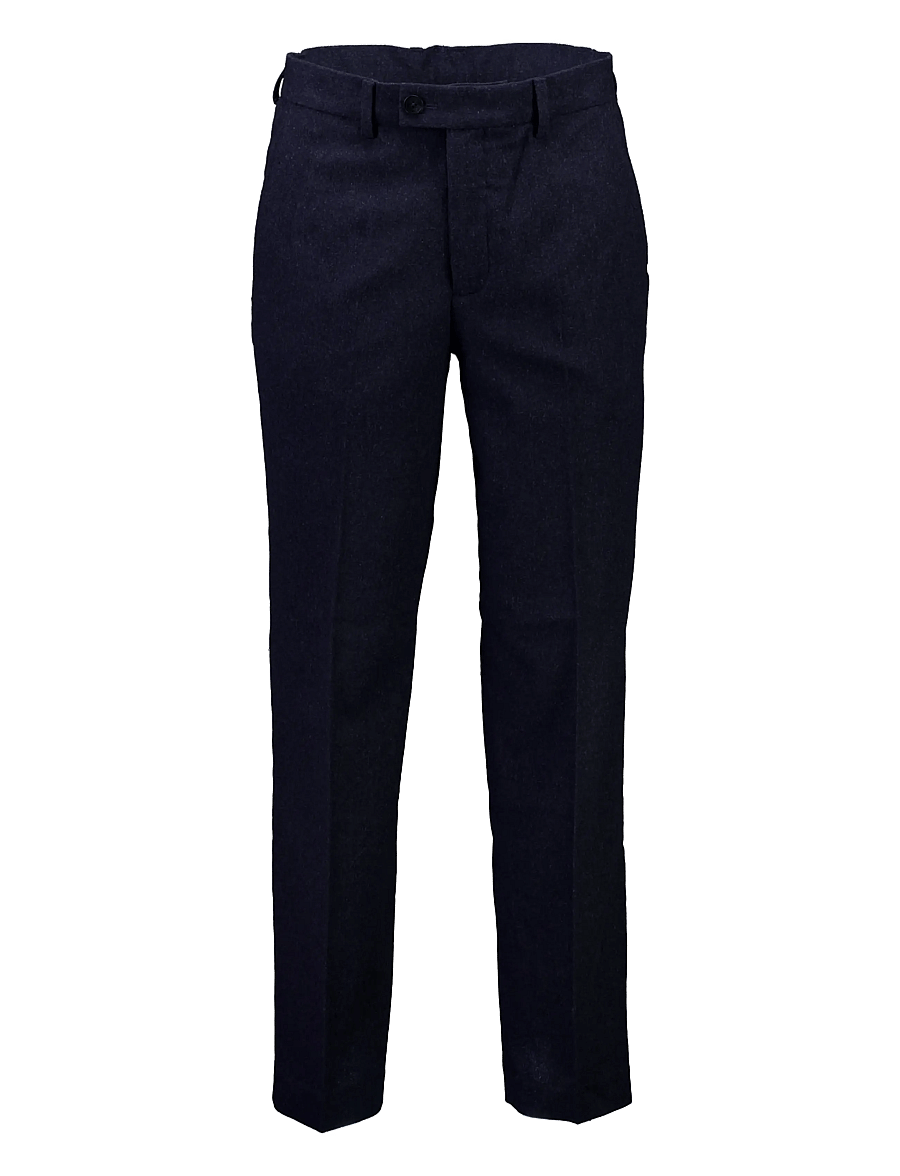Lindbergh - Flannel wool blend formal pant - habitbukser - dk blue mel - 1