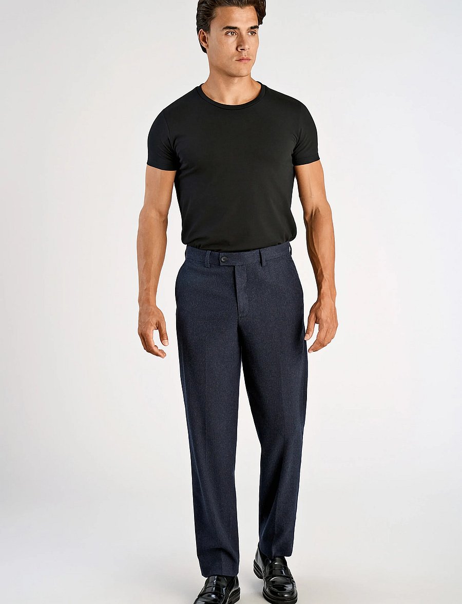 Lindbergh - Flannel wool blend formal pant - habitbukser - dk blue mel - 0