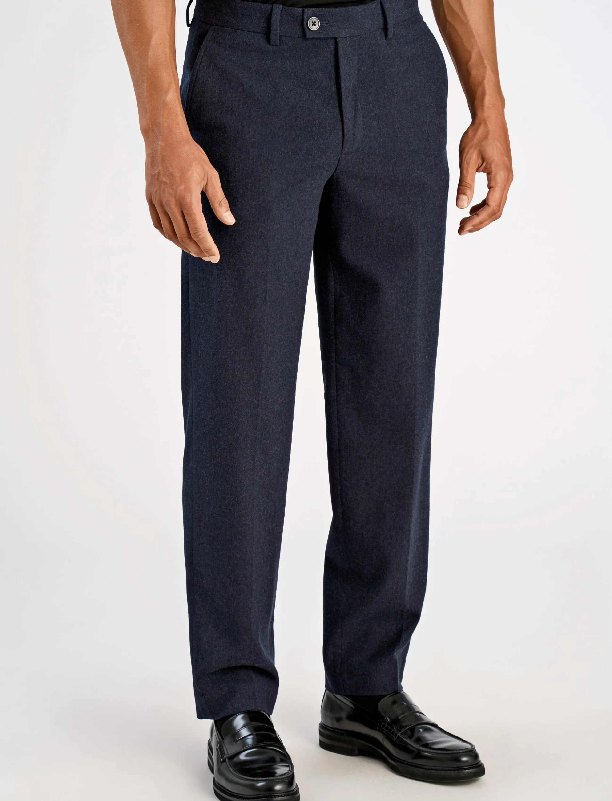 Lindbergh - Flannel wool blend formal pant - habitbukser - dk blue mel - 3