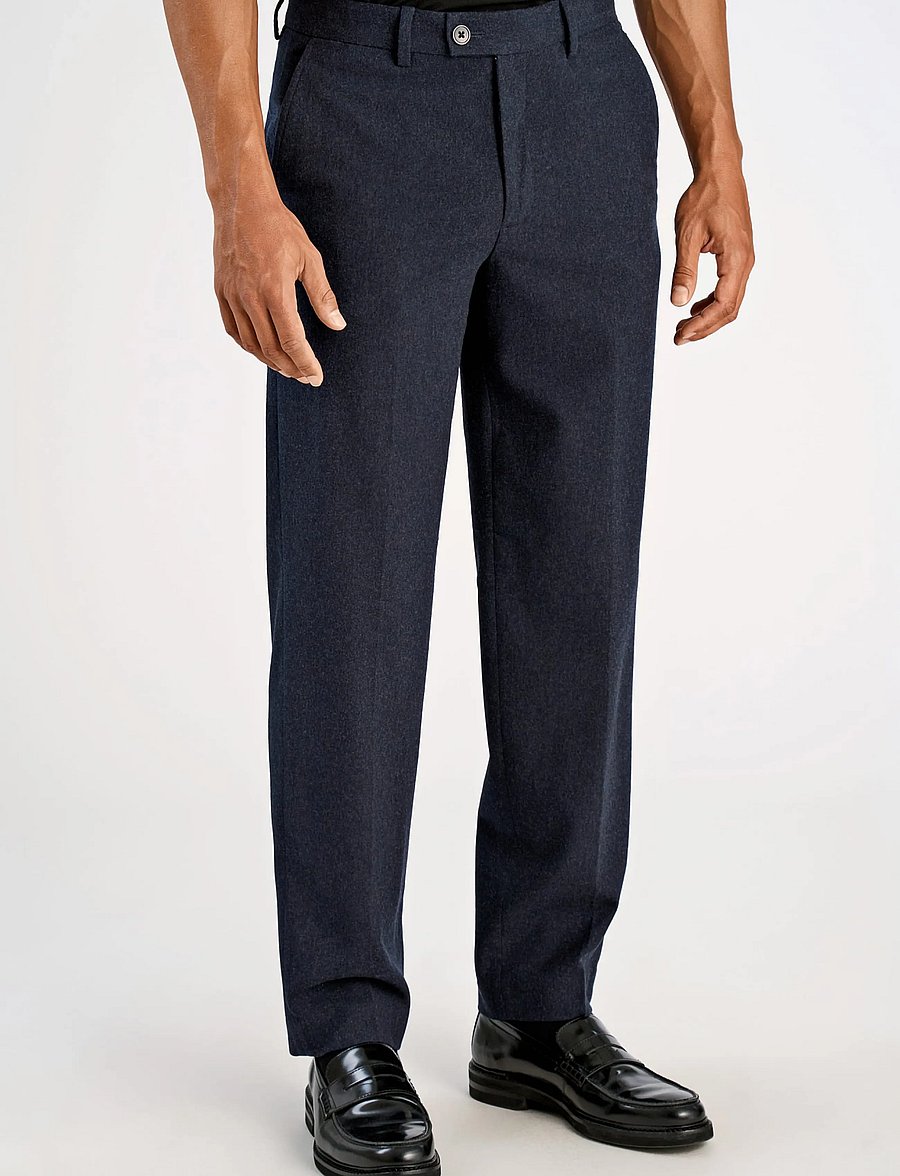 Lindbergh - Flannel wool blend formal pant - habitbukser - dk blue mel - 3