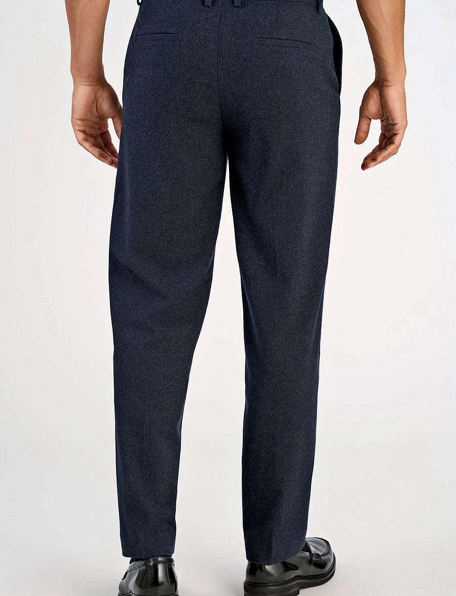 Lindbergh - Flannel wool blend formal pant - habitbukser - dk blue mel - 4