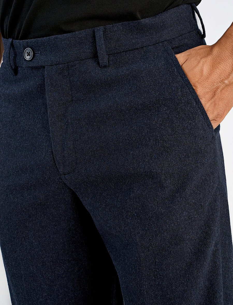 Lindbergh - Flannel wool blend formal pant - habitbukser - dk blue mel - 5