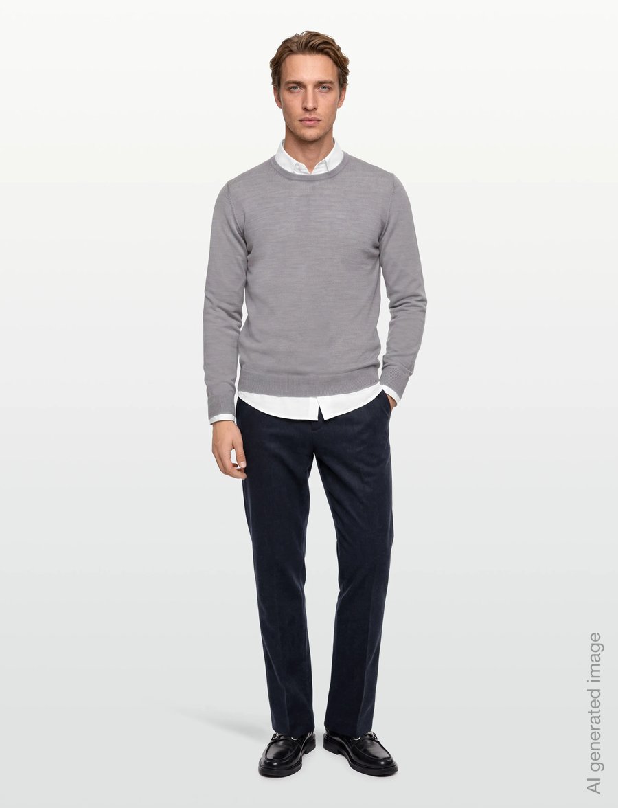 Lindbergh - Flannel wool blend formal pant - Ülikonnapüksid - dk blue mel - 0