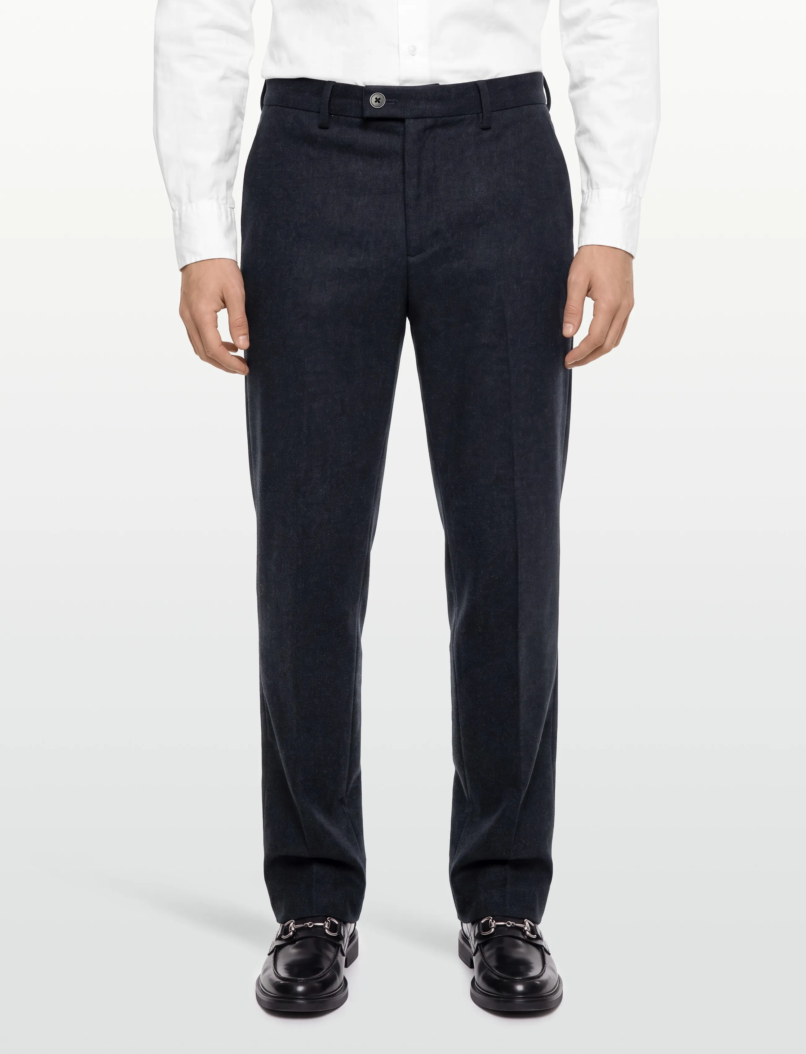 Lindbergh - Flannel wool blend formal pant - anzugshosen - dk blue mel - 3