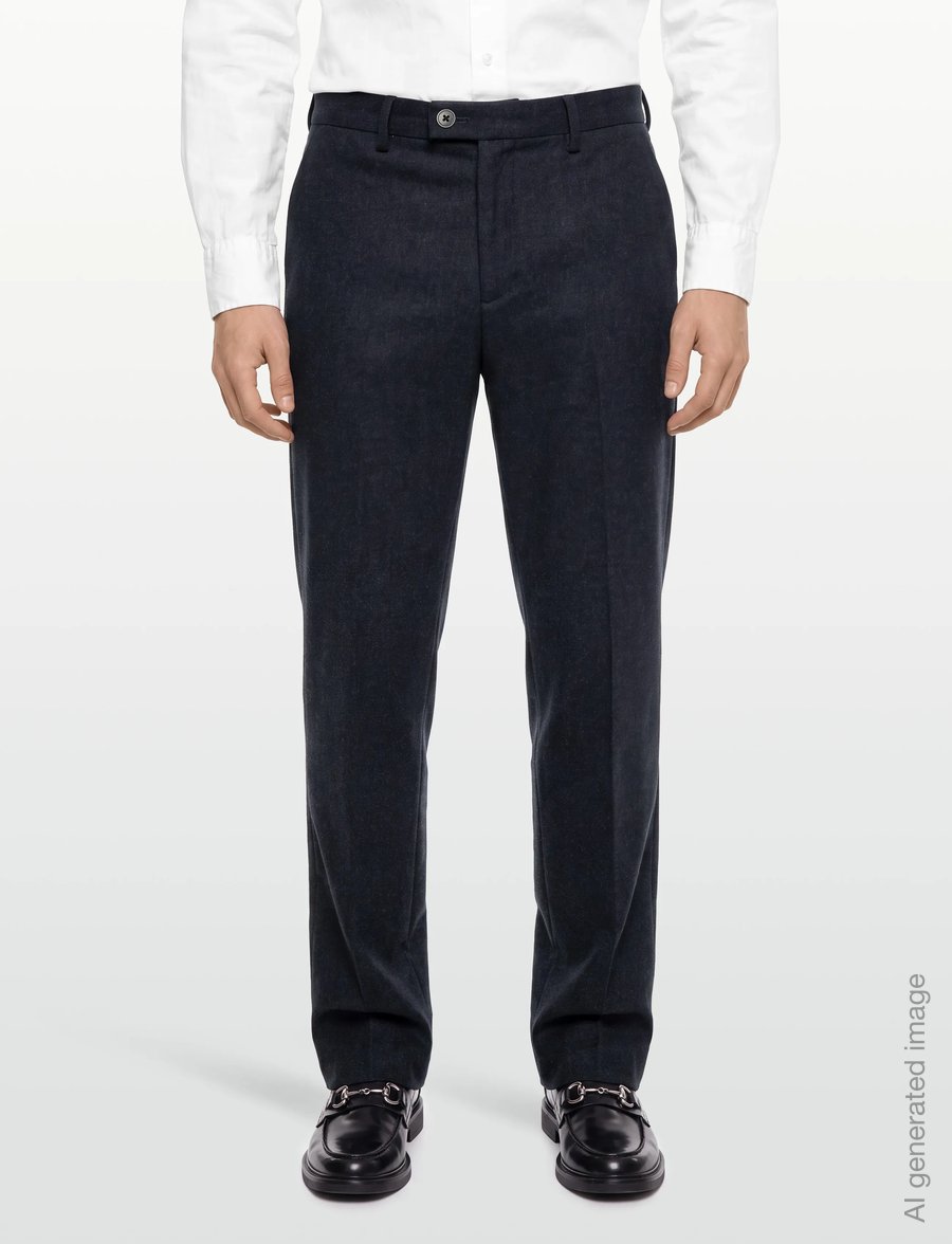 Lindbergh - Flannel wool blend formal pant - Ülikonnapüksid - dk blue mel - 3