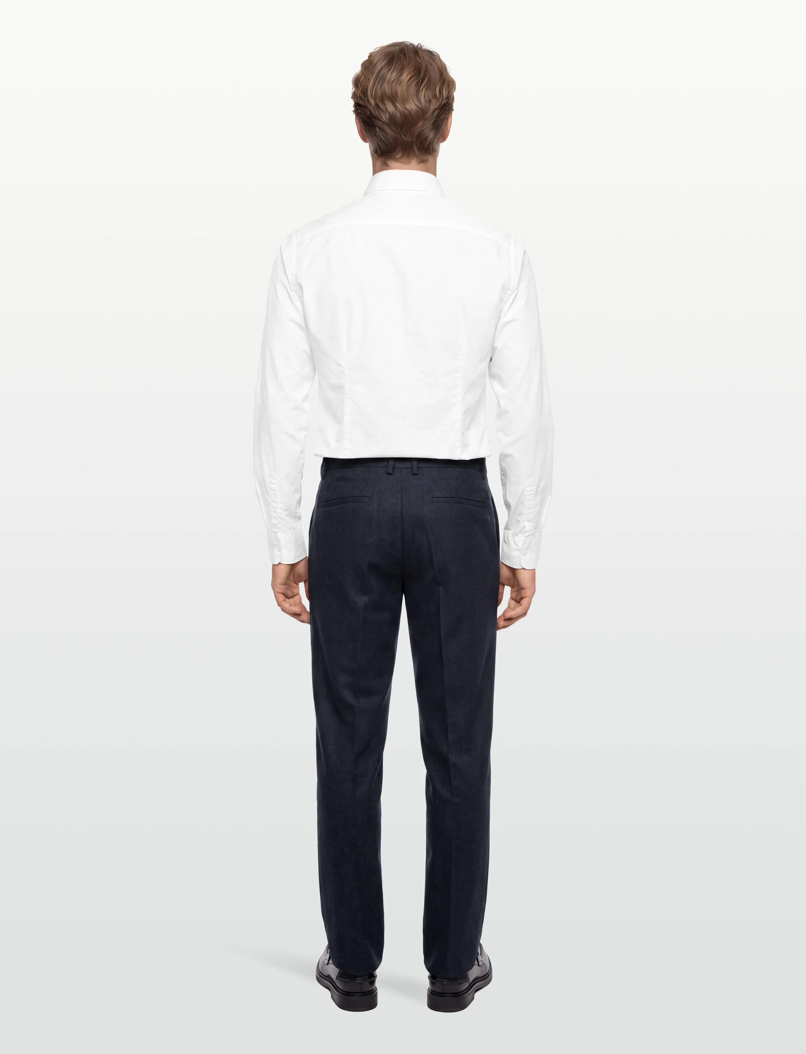 Lindbergh - Flannel wool blend formal pant - anzugshosen - dk blue mel - 4