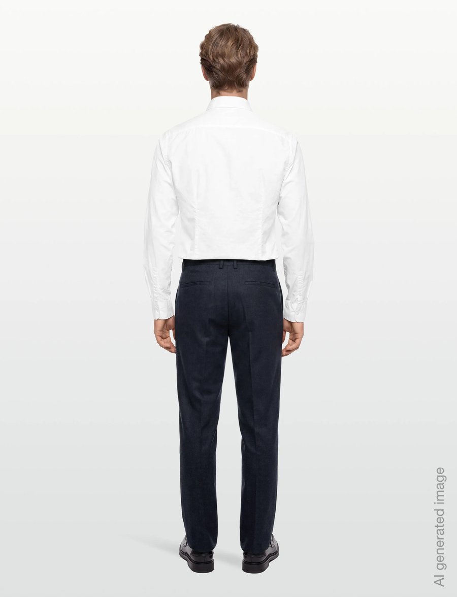 Lindbergh - Flannel wool blend formal pant - Ülikonnapüksid - dk blue mel - 4