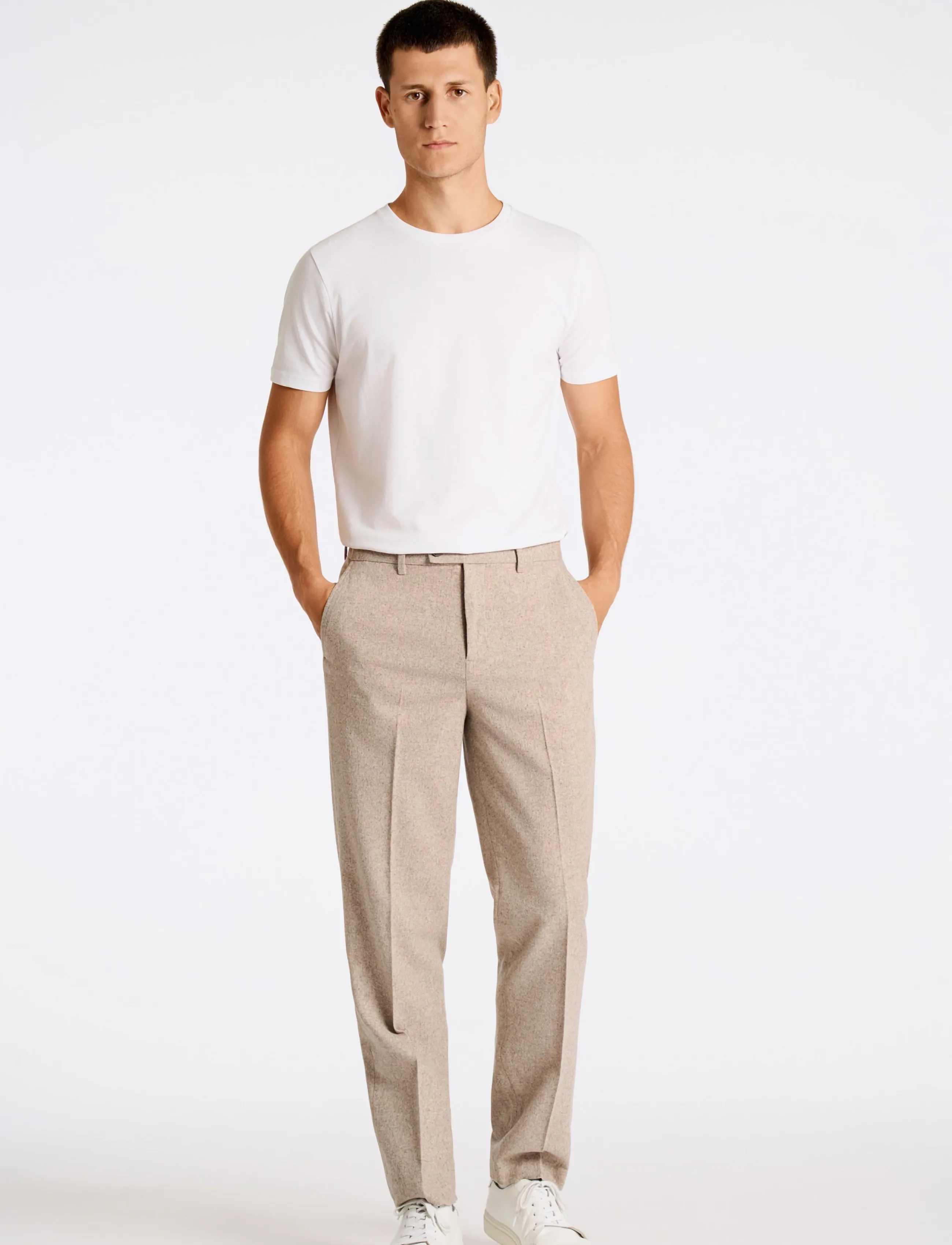 Lindbergh Flannel wool blend formal pant - Suit trousers - DK SAND MEL / beige