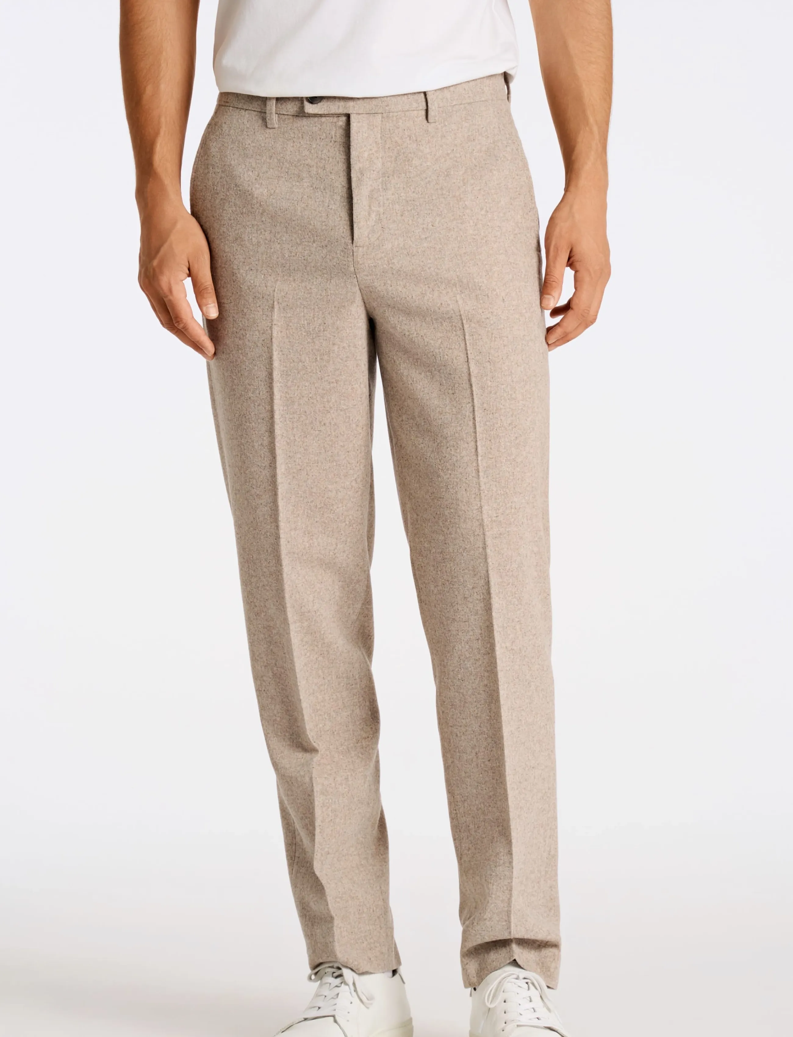 Lindbergh - Flannel wool blend formal pant - suit trousers - dk sand mel - 3