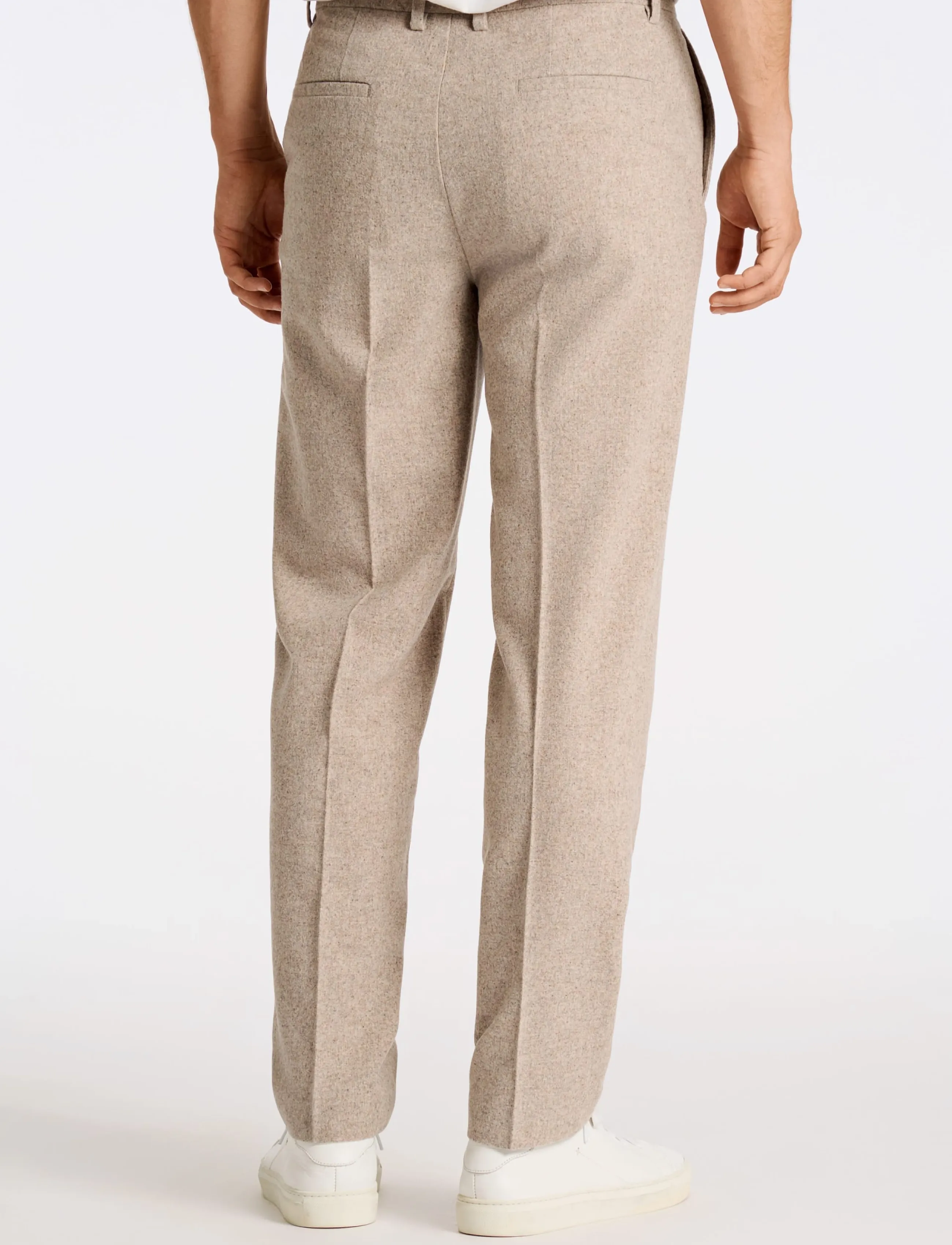 Lindbergh - Flannel wool blend formal pant - suit trousers - dk sand mel - 4