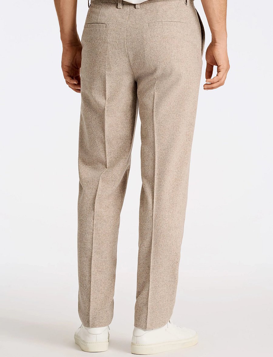 Lindbergh - Flannel wool blend formal pant - habitbukser - dk sand mel - 4