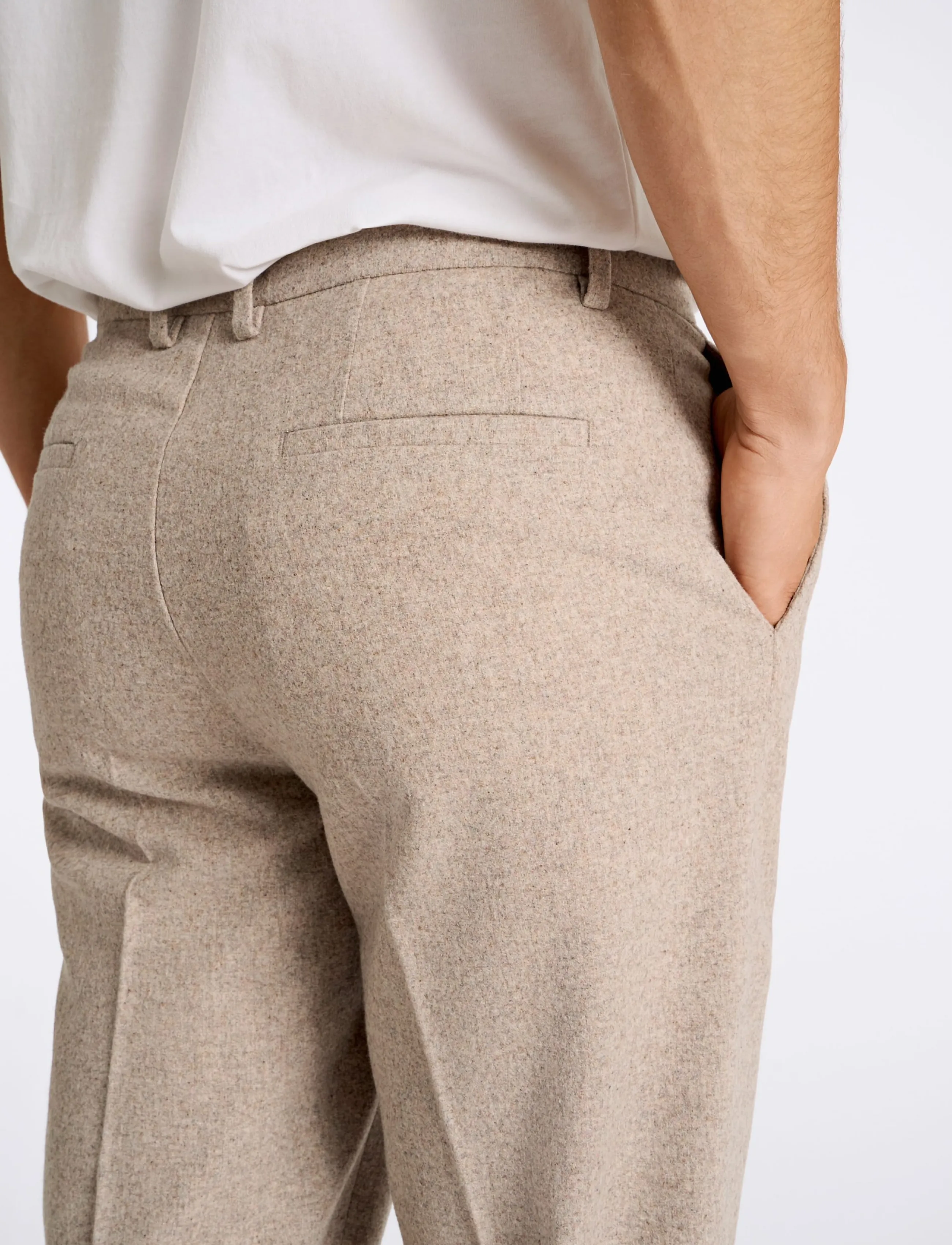 Lindbergh - Flannel wool blend formal pant - suit trousers - dk sand mel - 5