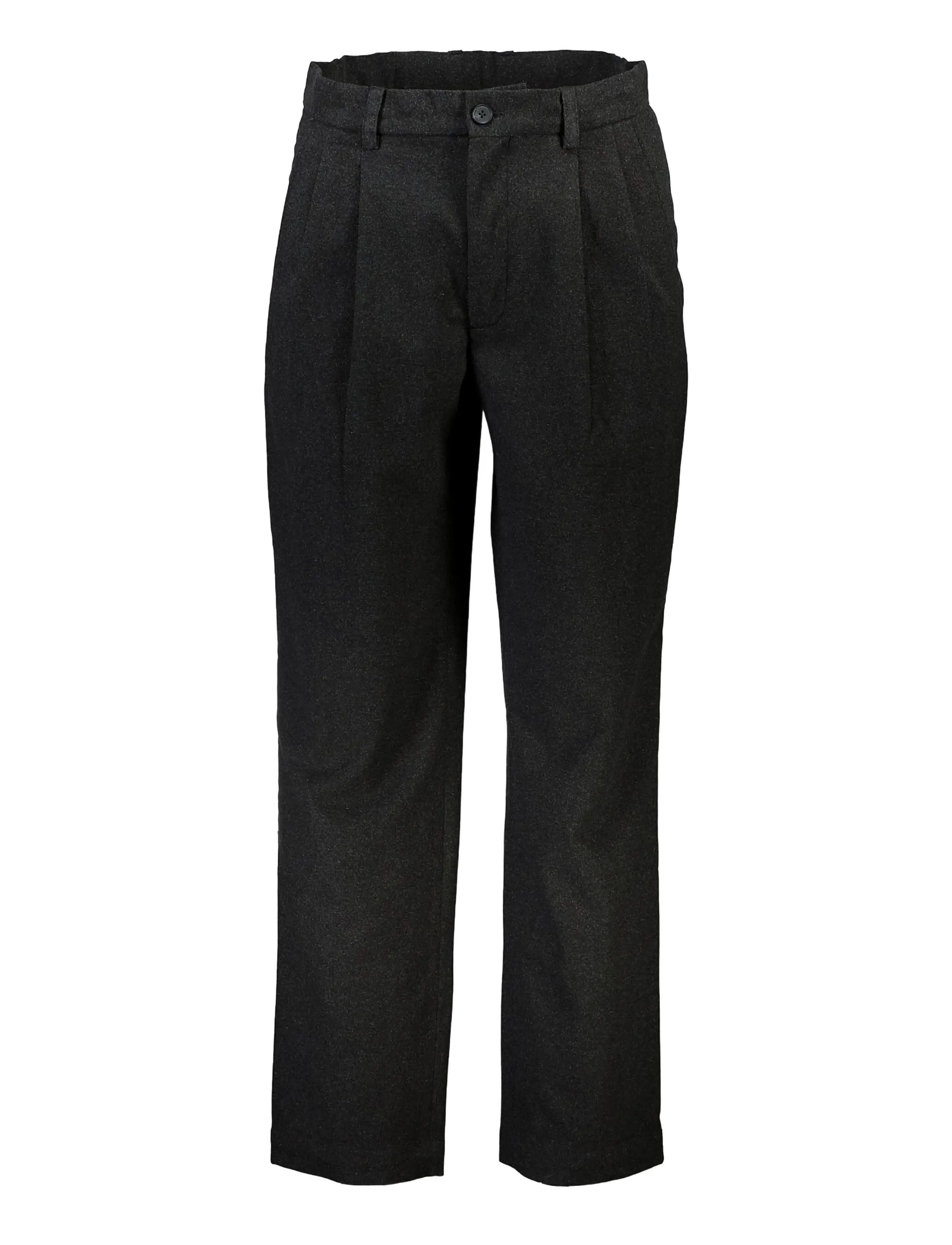Lindbergh - Flannel wool blend wide pants - black mel - 1