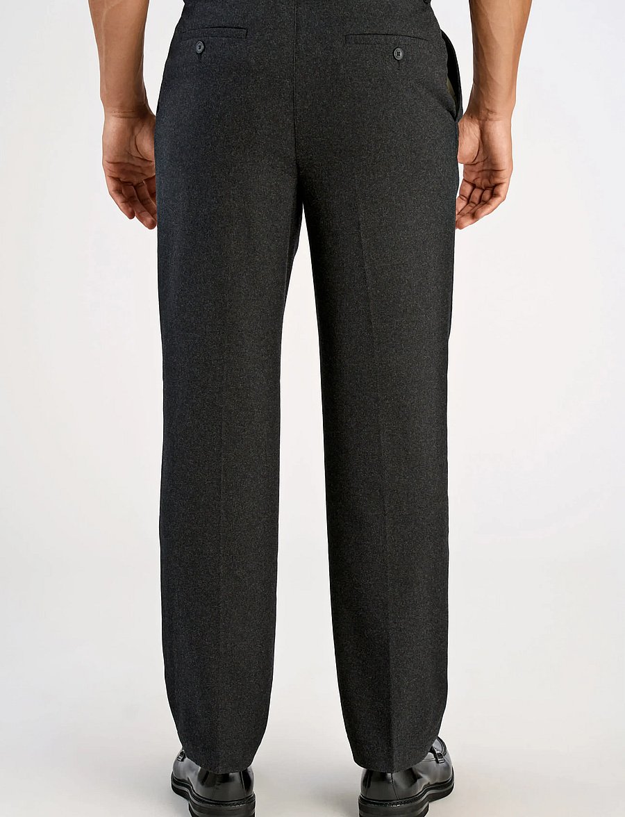 Lindbergh - Flannel wool blend wide pants - black mel - 4
