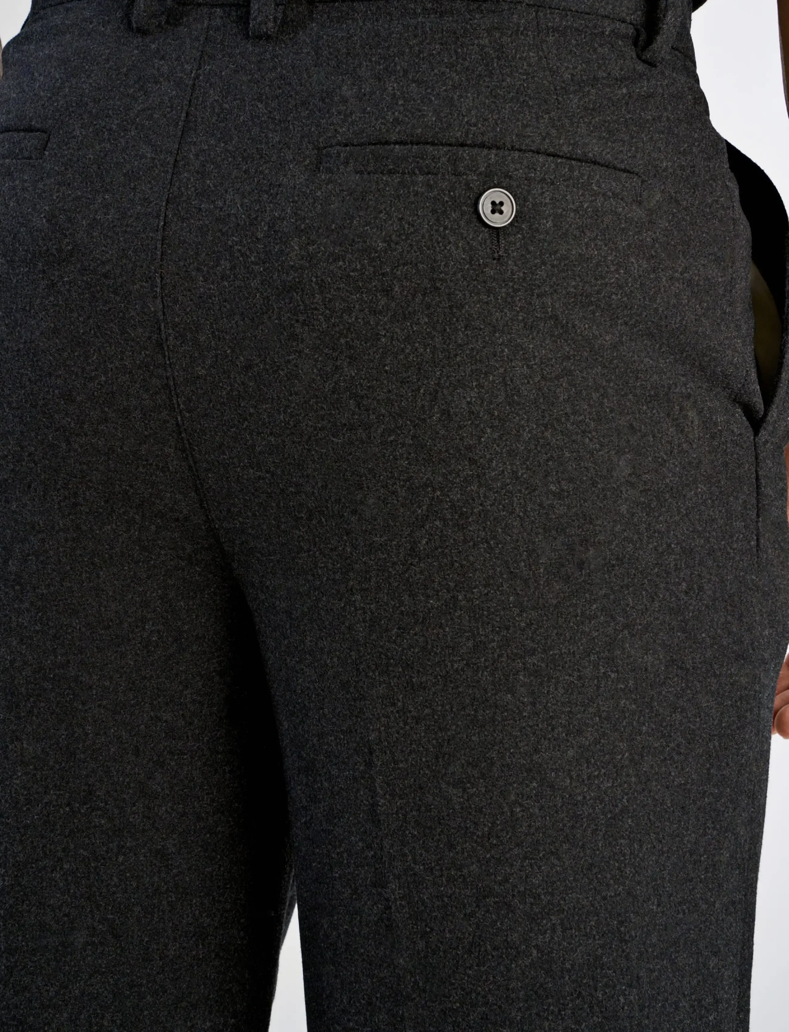 Lindbergh - Flannel wool blend wide pants - black mel - 5