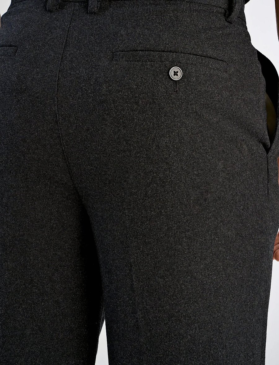 Lindbergh - Flannel wool blend wide pants - black mel - 5