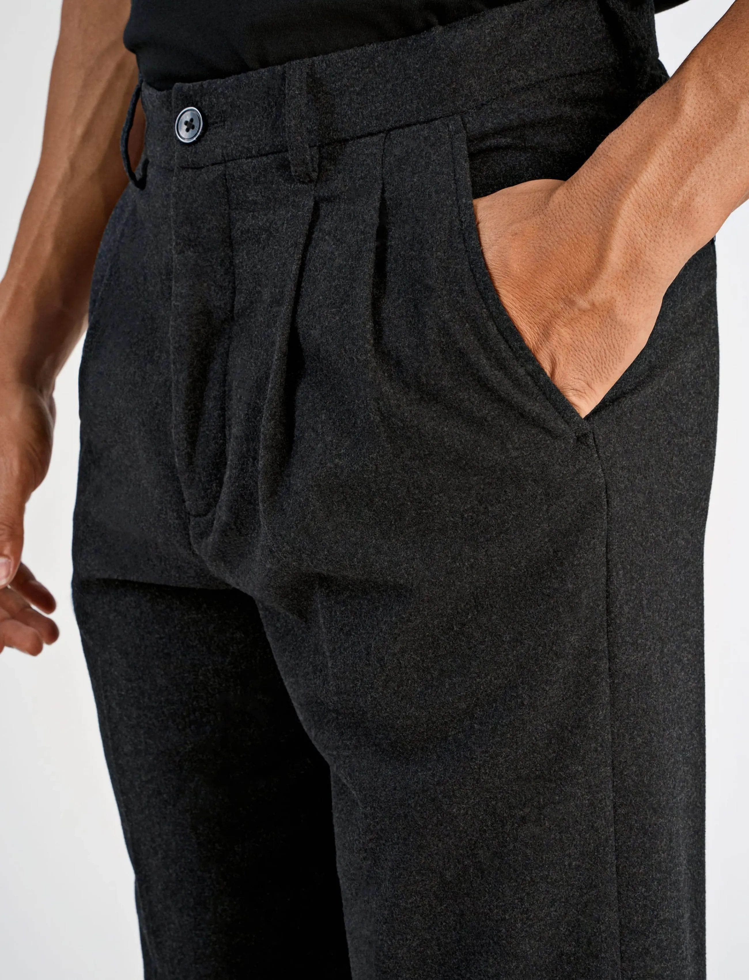 Lindbergh Flannel Wool Blend Wide Pants casual byxor herr – bild 5