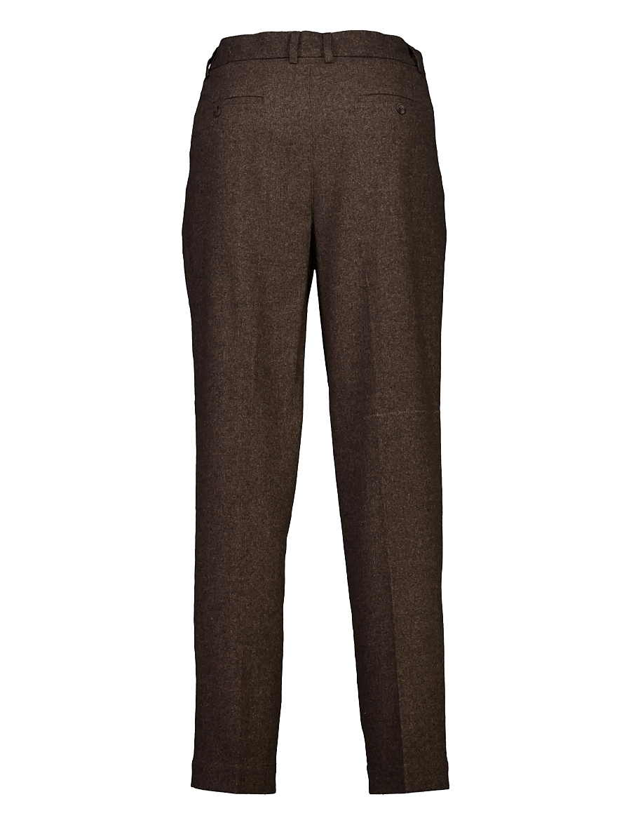 Lindbergh - Flannel wool blend wide pants - brown mel - 2