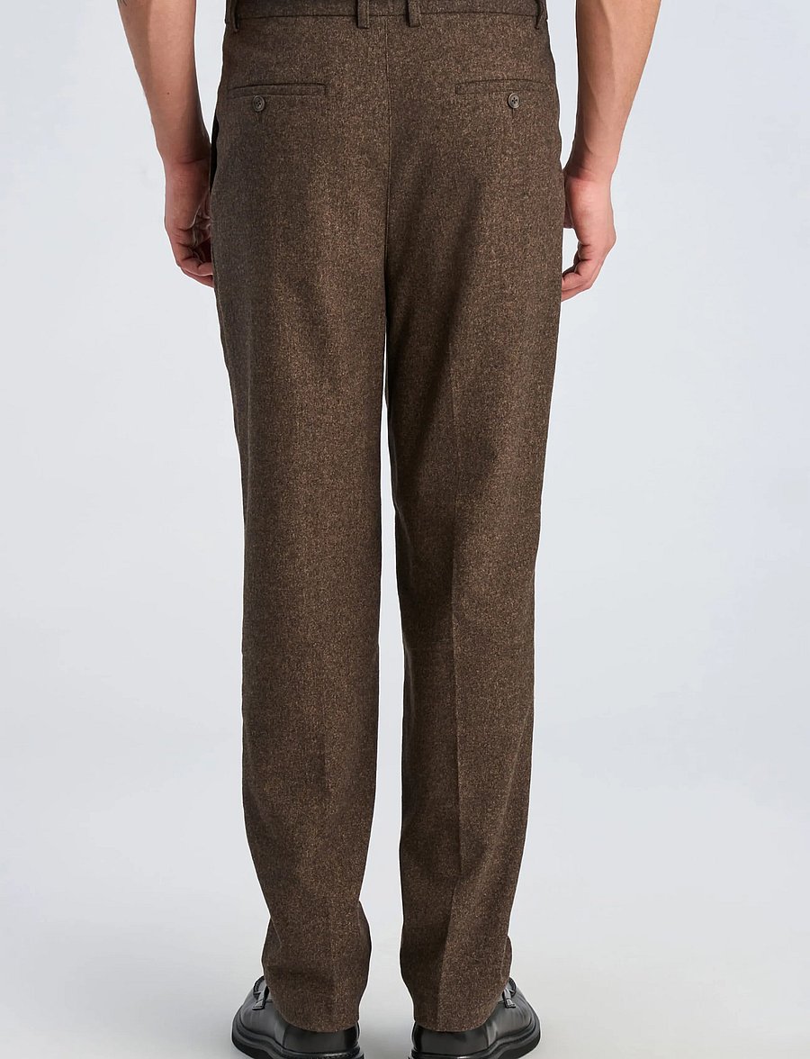Lindbergh - Flannel wool blend wide pants - brown mel - 4
