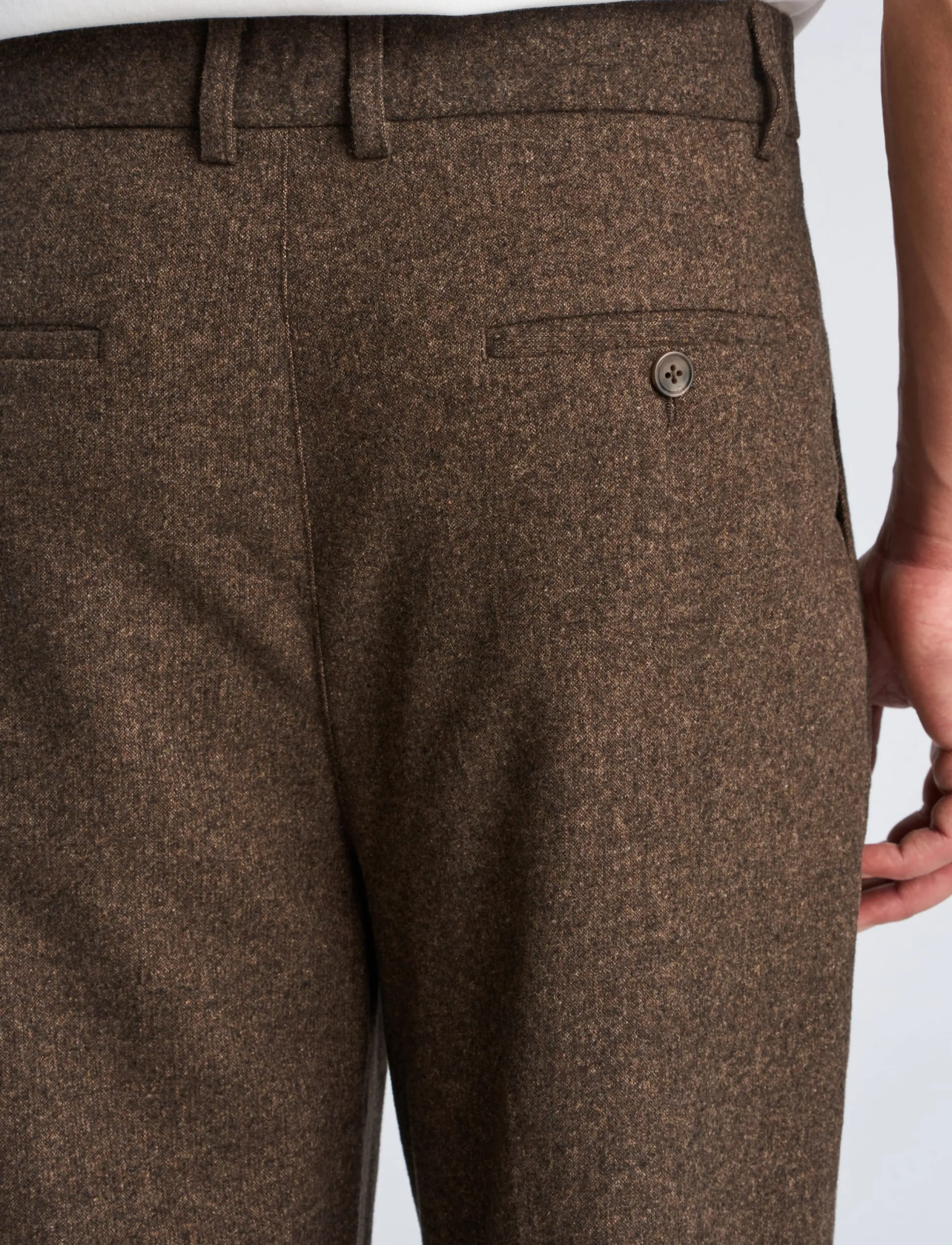 Lindbergh - Flannel wool blend wide pants - brown mel - 5